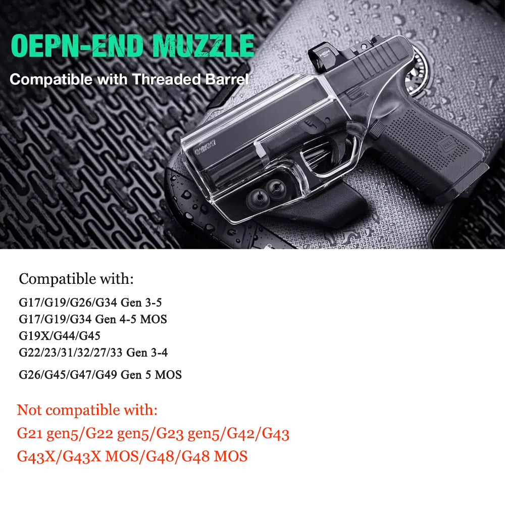 Clear Polymer IWB Holsters with Claw Glock 17/19/26/G34 Gen3-5、Glock 17/19 Gen 4-5 MOS、Glock G26/G34Gen5 MOS ,G23/G34Gen5 MOS G23/G32 Gen3-4 G19X G44 G45 G45 MOS Red Dot Optics Cut Appendix Concealment Carry Trigger Guard | WARRIORLAND
