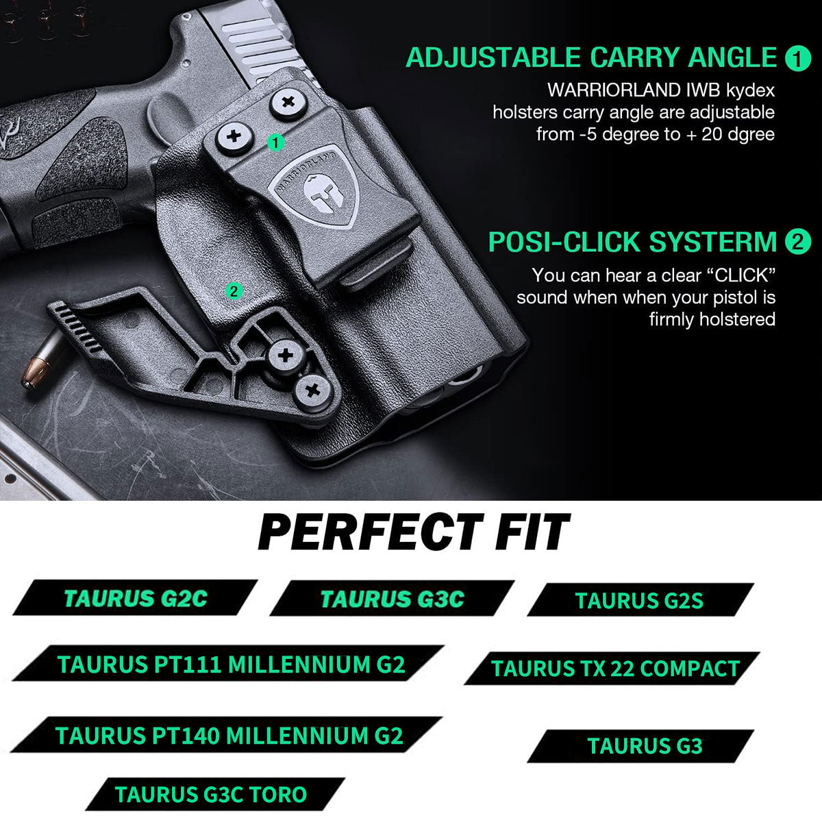 IWB Holster with Claw Taurus G2C Taurus G2S Taurus G3C Taurus G3C TORO Taurus G3 Taurus PT111 Millennium G2 Taurus PT140 Millennium G2 Taurus TX 22 COMPACT Red Dot Optics Cut Appendix Carry Trigger Guard Holsters for fat guys | WARRIORLAND