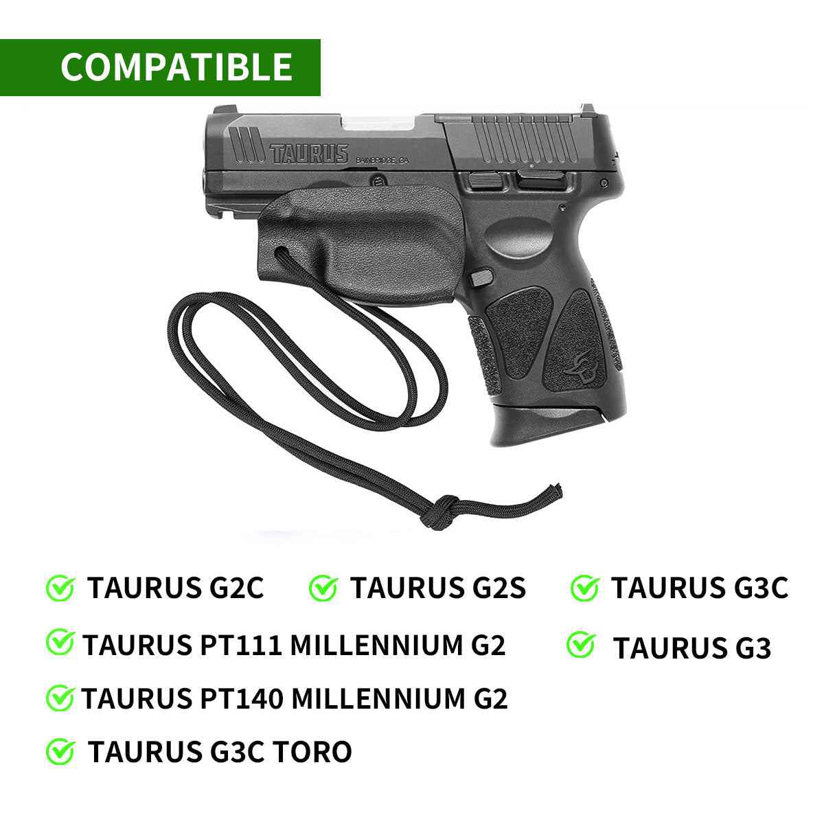 Taurus G2C Taurus G2S Taurus G3C Taurus G3C TORO Taurus G3 Taurus PT111 Millennium G2 Taurus PT140 Millennium G2 Kydex Trigger Guard Holster with Paracord | WARRIORLAND