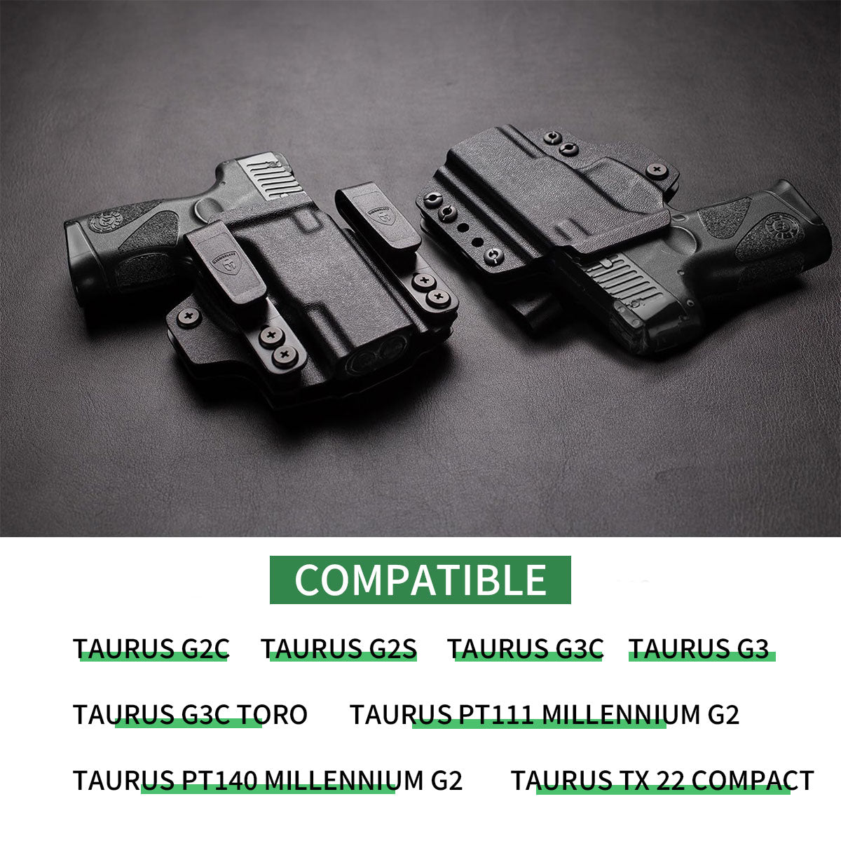 Taurus G2C Taurus G2S Taurus G3C Taurus G3C TORO Taurus G3 Taurus PT111 Millennium G2 Taurus PT140 Millennium G2 IWB & OWB Convertible Holster,Optic Ready, Adj Ride Height,Right Hand | Warriorland WARRIORLAND