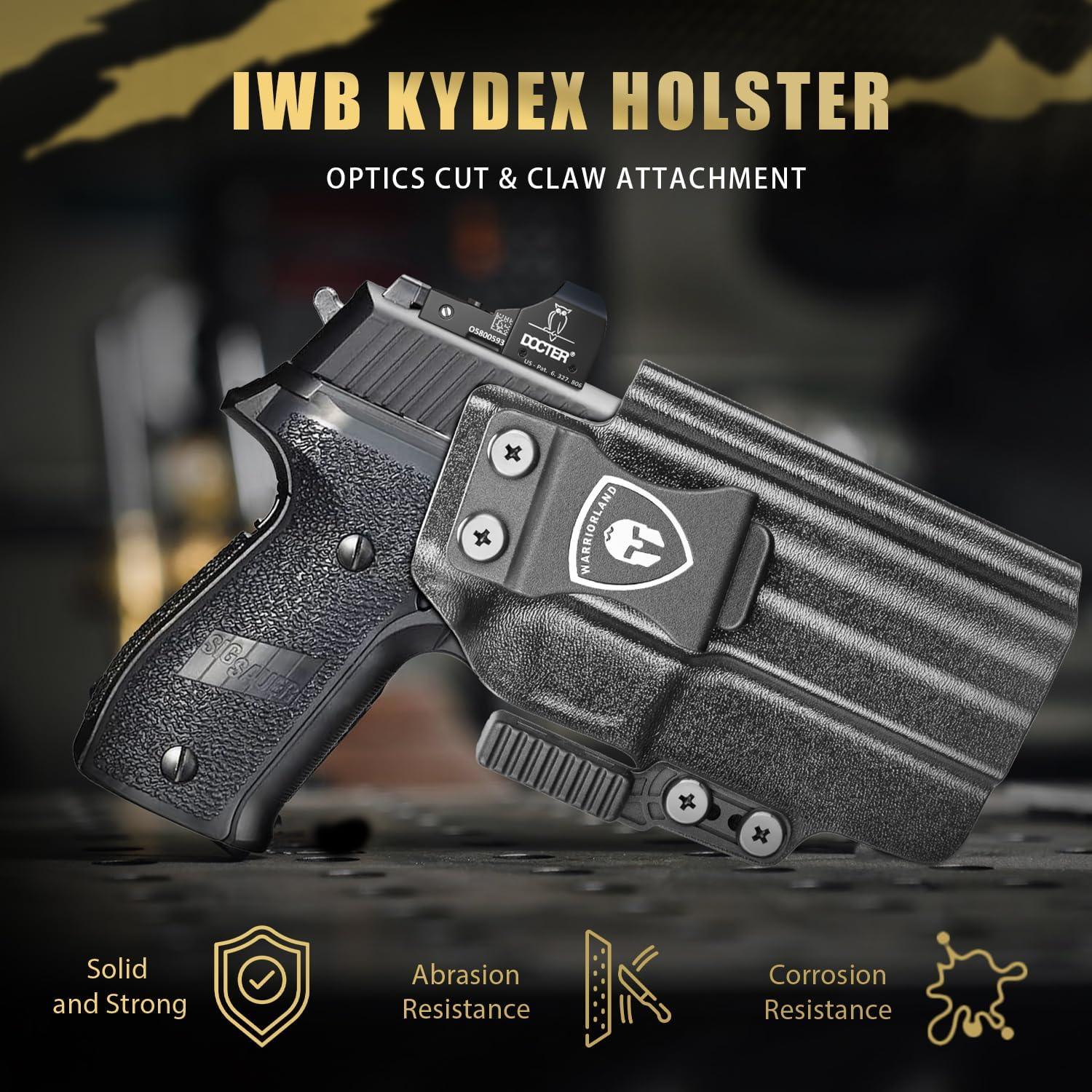 IWB Kydex Holster with Claw Attachment and Optic Cut Fit P226 LEGION'' Pistol, Inside Waistband Appendix Carry P266 Holster, Adj. Cant & Retention, Right Hand|WARRIORLAND WARRIORLAND
