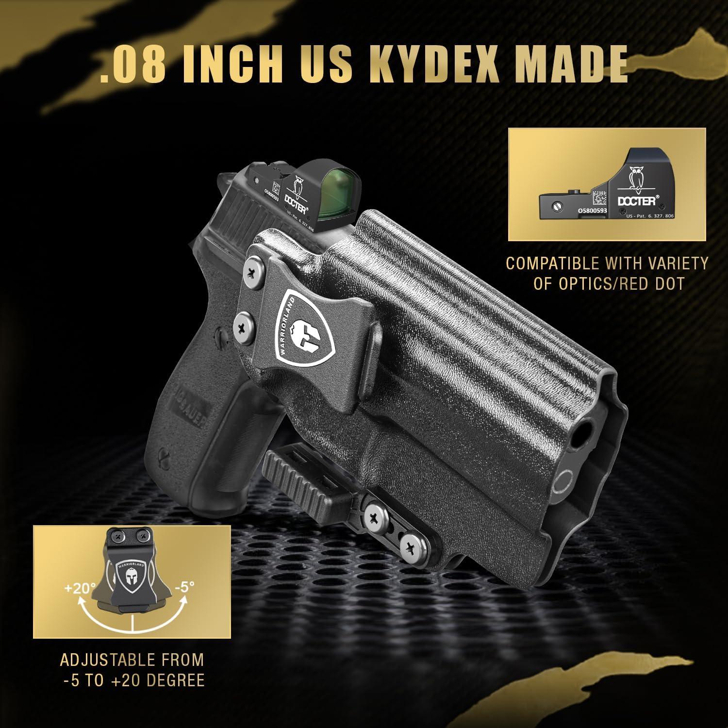 IWB Kydex Holster with Claw Attachment and Optic Cut Fit P226 LEGION'' Pistol, Inside Waistband Appendix Carry P266 Holster, Adj. Cant & Retention, Right Hand|WARRIORLAND WARRIORLAND