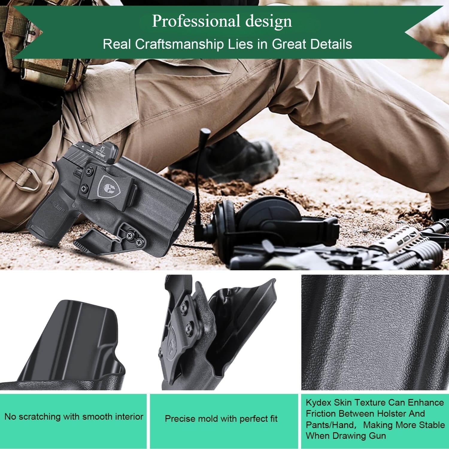 Sig Sauer P320 Full Size Compact P320X Carry Pistol Holster with Claw Red Dot Optics Cut Trigger Guard Holsters for Fat Guys | WARRIORLAND WARRIORLAND