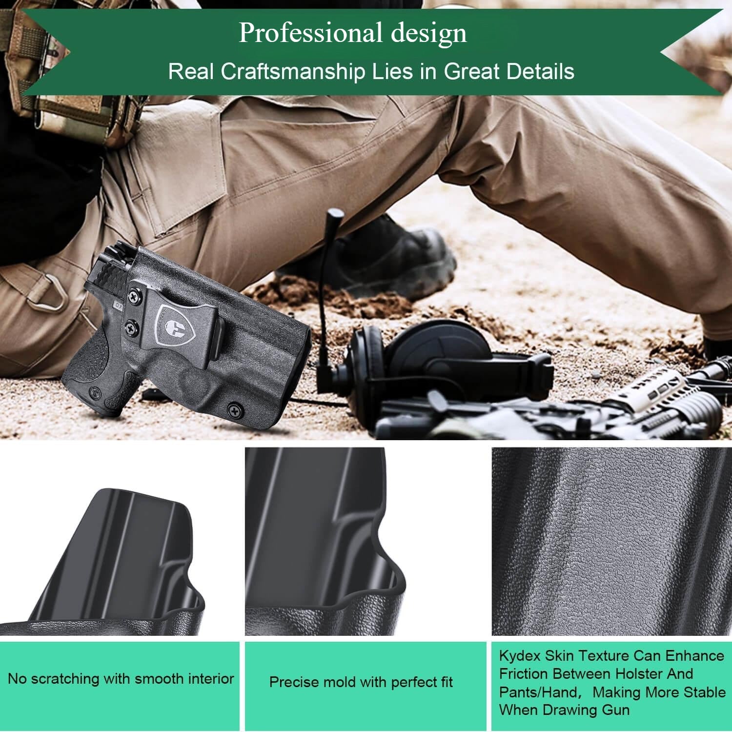 Kydex IWB Holster for Smith & Wesson M&P Shield/Plus/ .40 Pistol Right/ Left Handed | WARRIORLAND WARRIORLAND