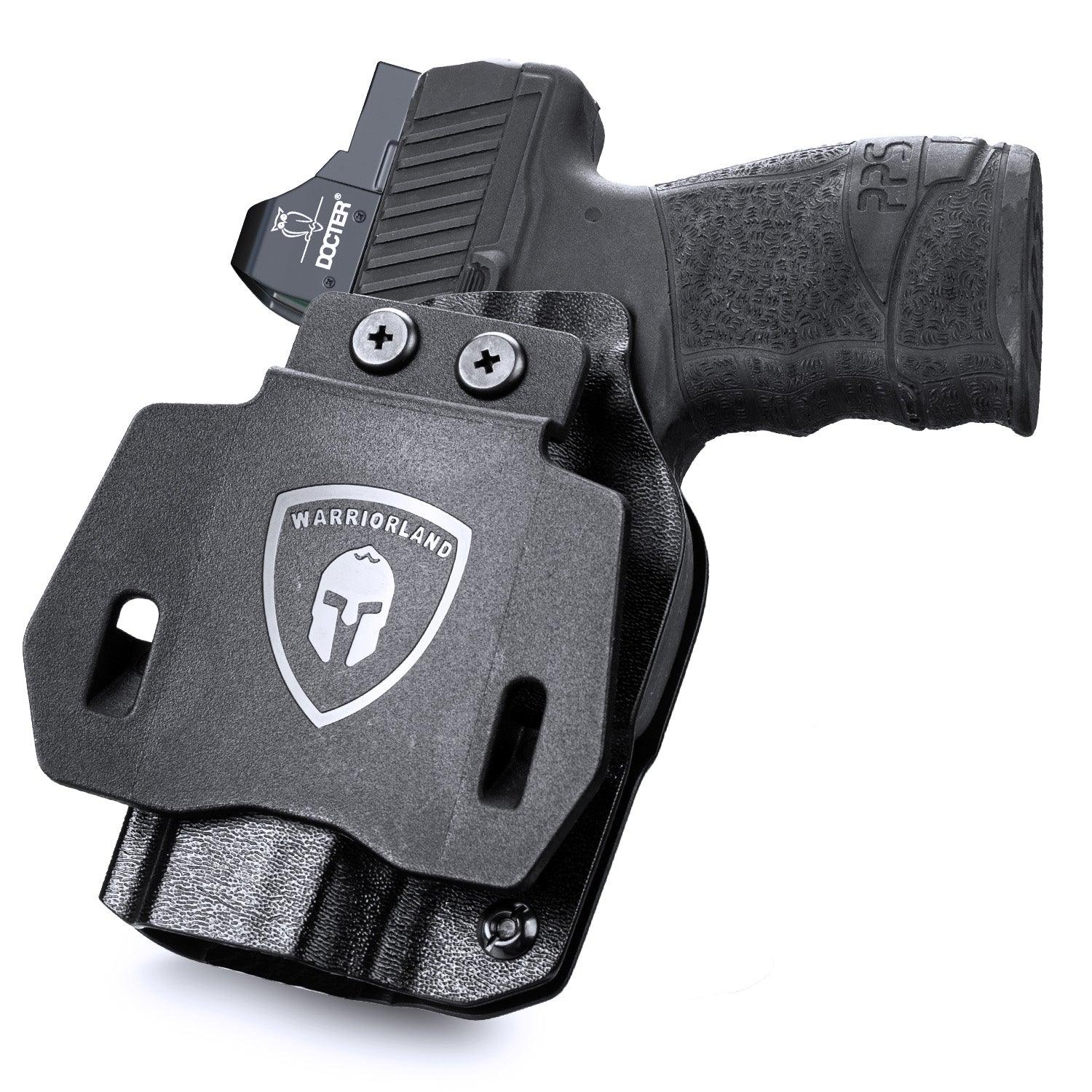 Walther PPS M2 OWB Holster Kydex Made Optics Cut: Walther PPS M2 Pistol, Outside Waistband Open Carry PPS M2 Holster with 1.75 Inch Paddle, Adj. Retention & Cant, Right Hand|WARRIORLAND WARRIORLAND