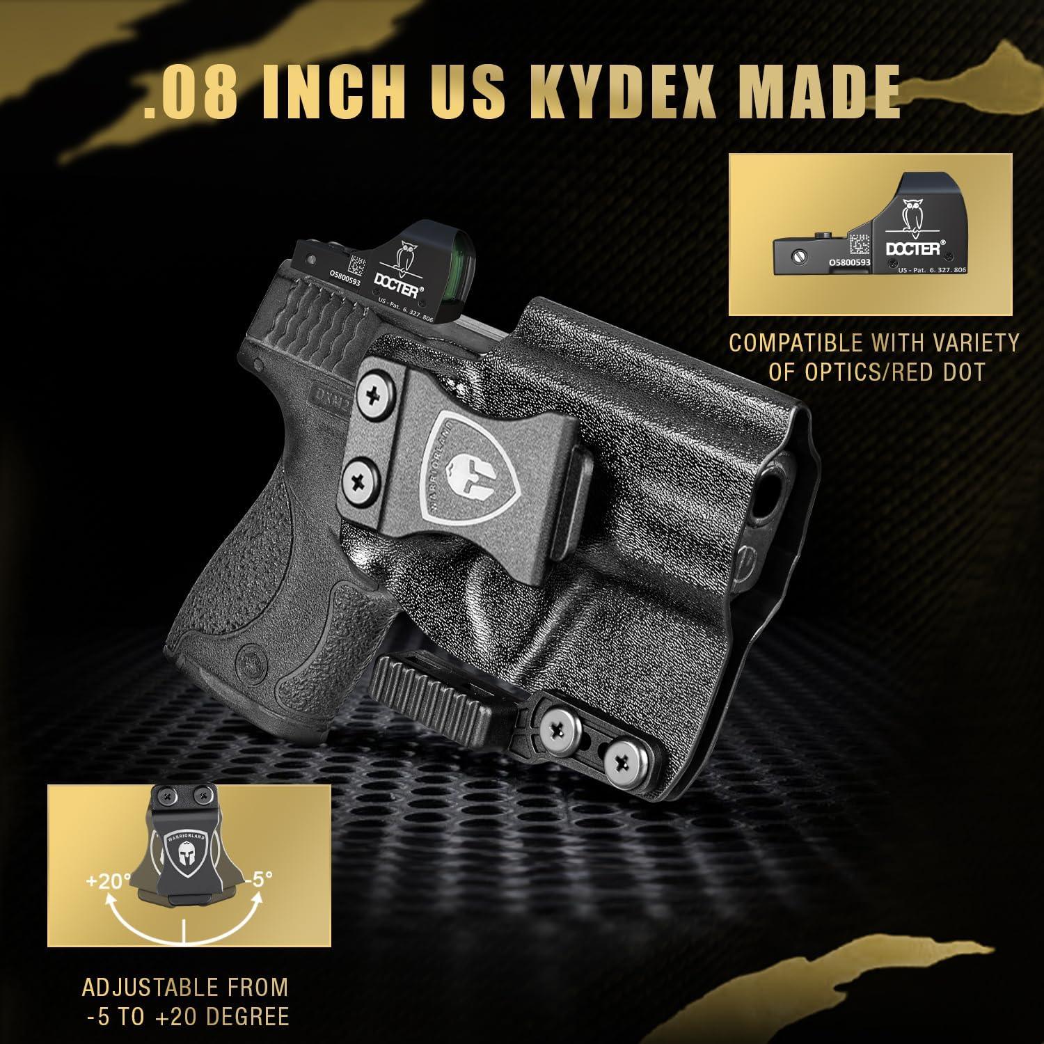 IWB Kydex Holster with Claw Attachment and Optic Cut Fit Smith & Wesson M&P Shield 9mm / .40 Pistol, Inside Waistband Appendix Carry M&P Shield 9mm Holster, Adj. Cant & Retention, Right|WARRIORLAND WARRIORLAND