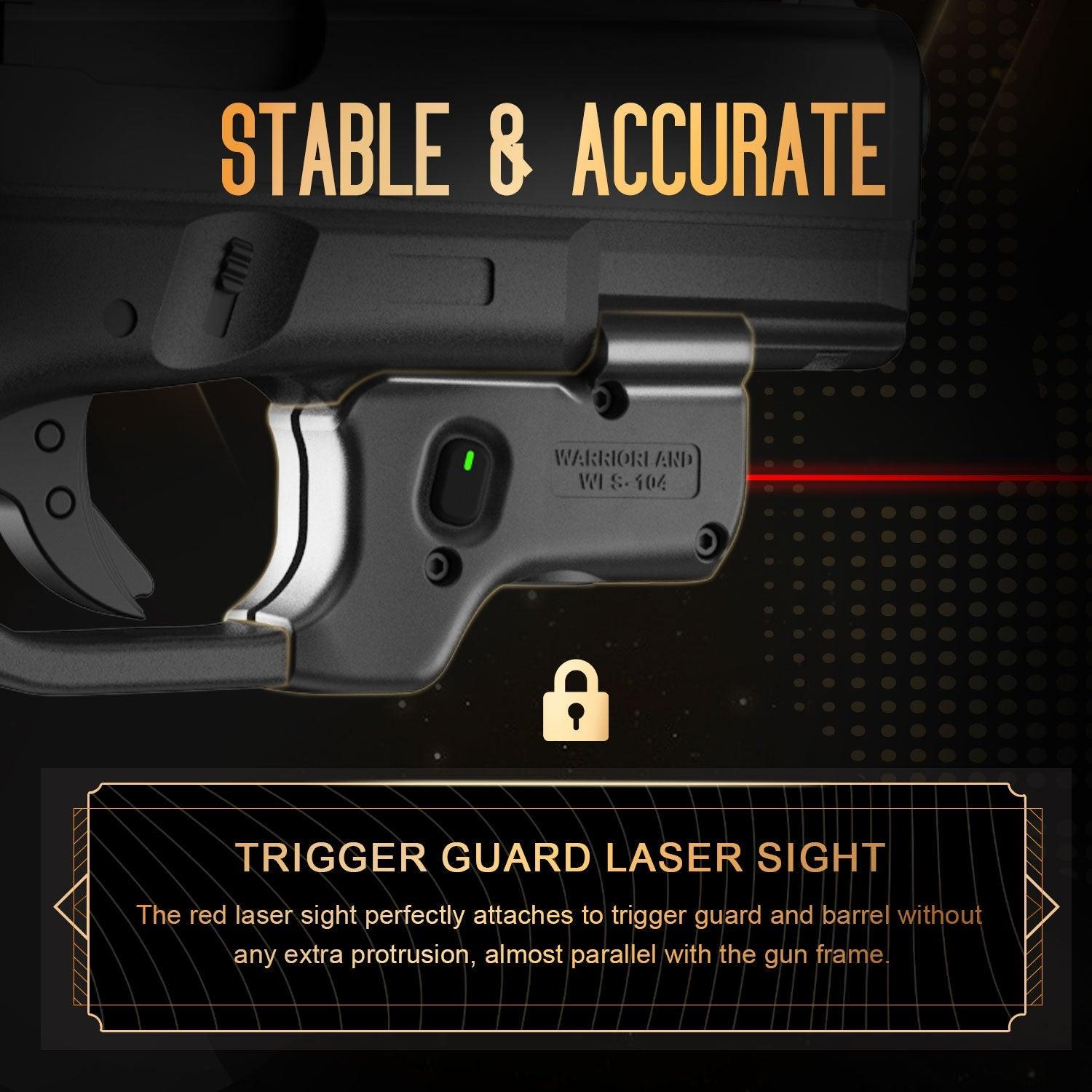 WARRIORLAND WLS-104 Laser Sight Designed to fit Glock 17/19/19X/23/31/32/44/45, Red Laser Sight with Power Indicator, Custom-made Kydex Holster Included, Windage and Elevation Adjustment WARRIORLAND