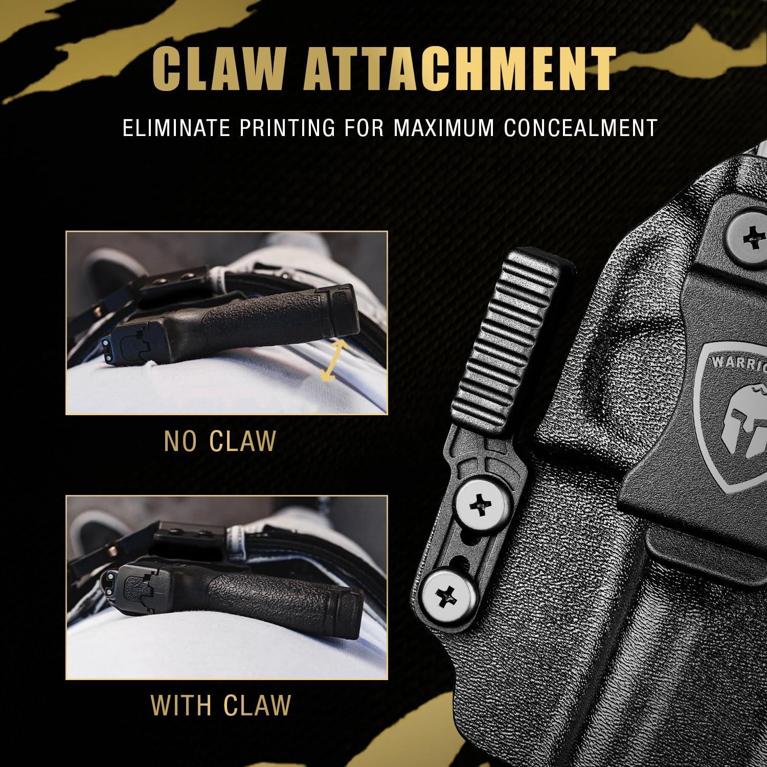 IWB Kydex Holster with Claw Attachment and Optic Cut Fit Taurus G2C Taurus G3C Taurus G3C TORO Taurus G3 Taurus PT111 Millennium G2 Taurus PT140 Millennium G2 Holster, Adj. Cant & Retention, Right Hand|WARRIORLAND WARRIORLAND