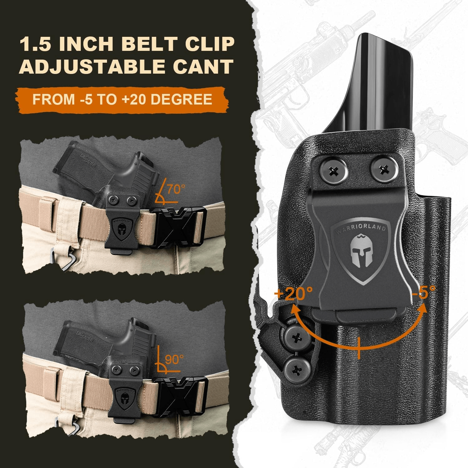 P365 X Macro Holster IWB Kydex Holster Optics Cut Fit: Sig Sauer P365-XMACRO, Inside Waistband Appendix Carry Holster Sig P365 X Macro, Adj. Retention & Cant, Right Hand|WARRIORLAND WARRIORLAND
