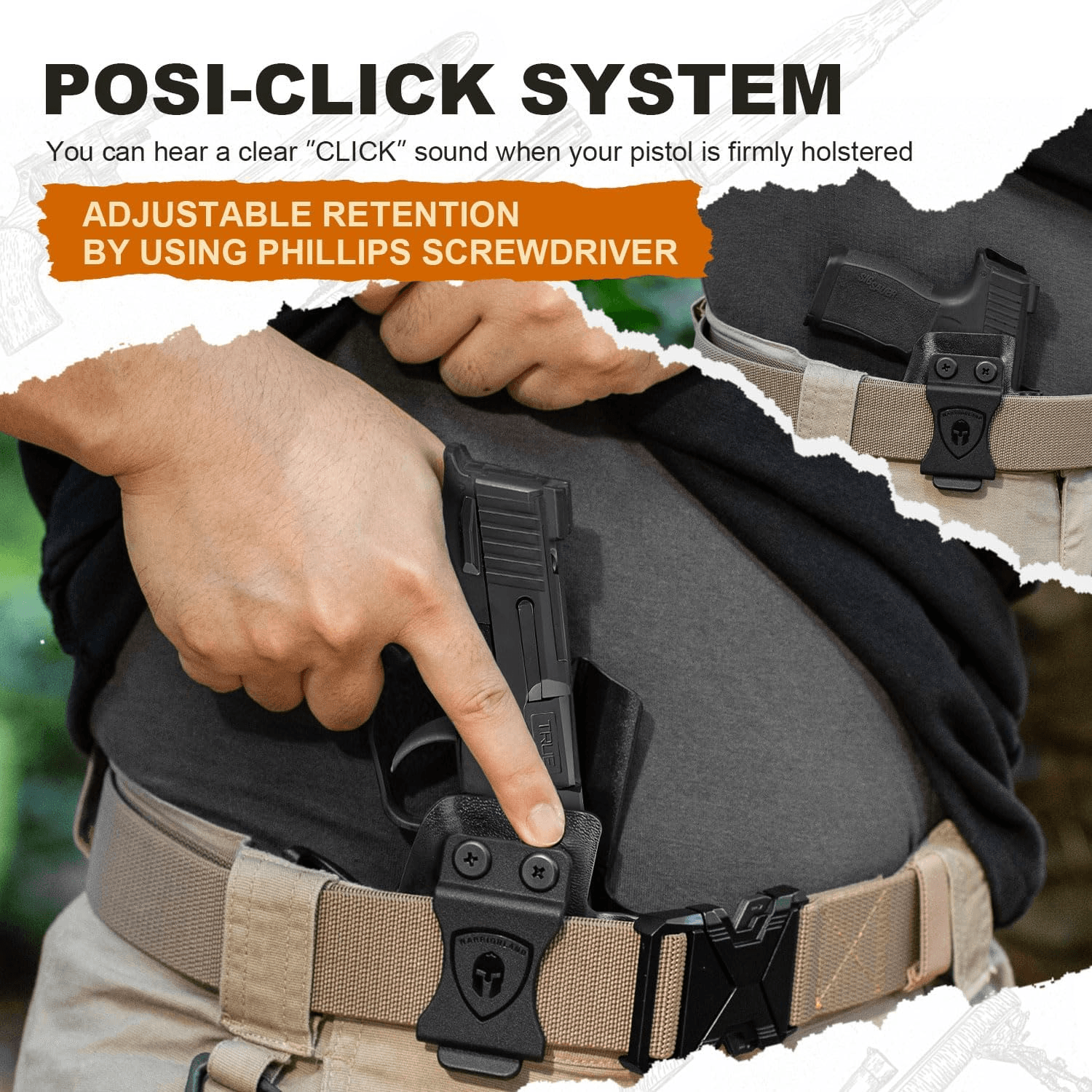 P365 X Macro Holster IWB Kydex Holster Optics Cut Fit: Sig Sauer P365-XMACRO, Inside Waistband Appendix Carry Holster Sig P365 X Macro, Adj. Retention & Cant, Right Hand|WARRIORLAND WARRIORLAND
