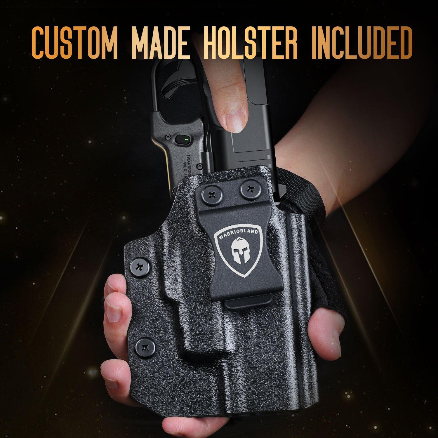 Red Laser Sight Designed to Fit Glock /Glock 48 MOS with Holster Combo, Red Beam Sight with Power Indicator, Custom-Made IWB Kydex Holster Right Hand, WLS-100 w/ G48 MOS Holster|WARRIORLAND WARRIORLAND