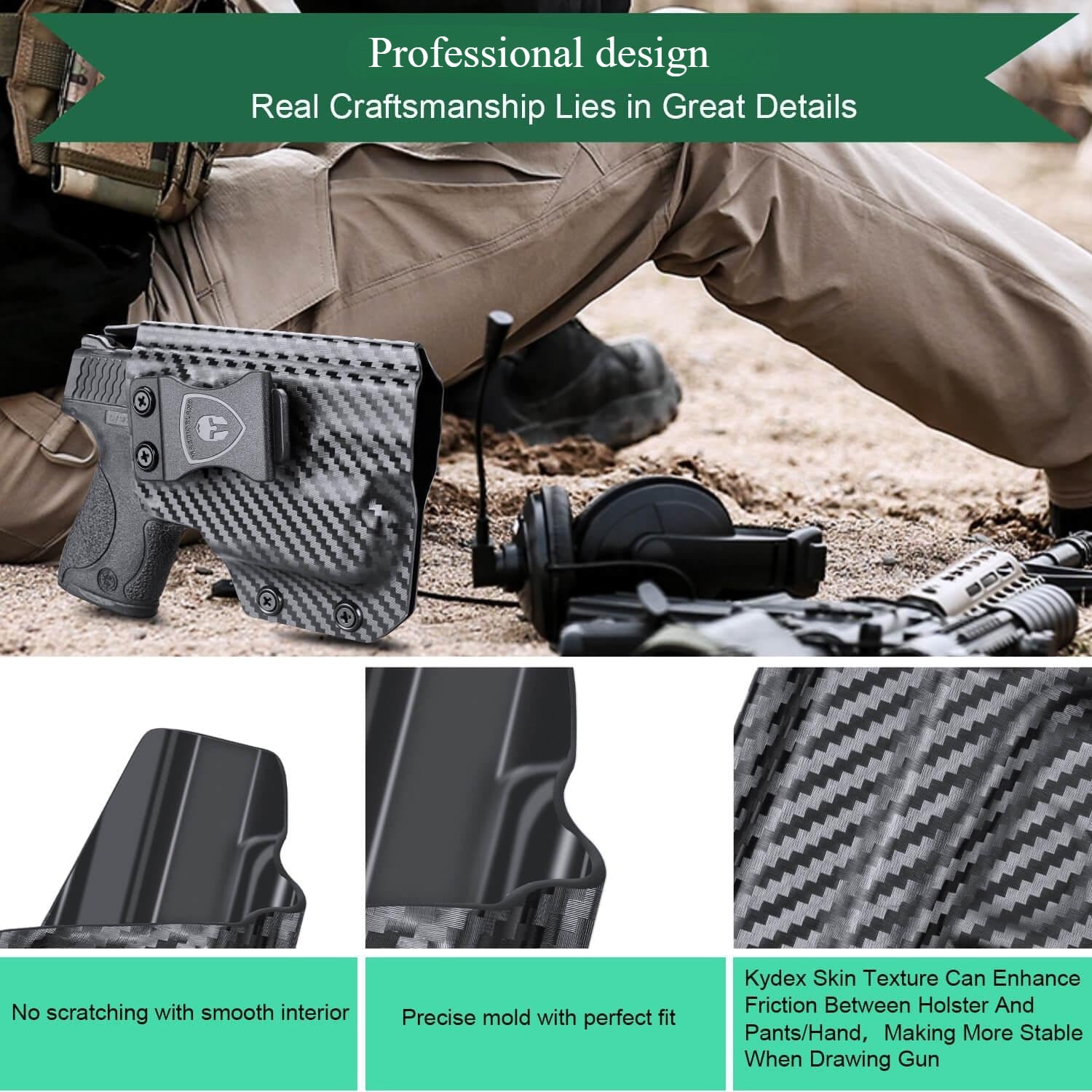 S&W M&P Shield / M2.0 9/.40 Pistol with TLR 6 Carbon Fiber Kydex IWB Light Bearing Holster | WARRIORLAND WARRIORLAND