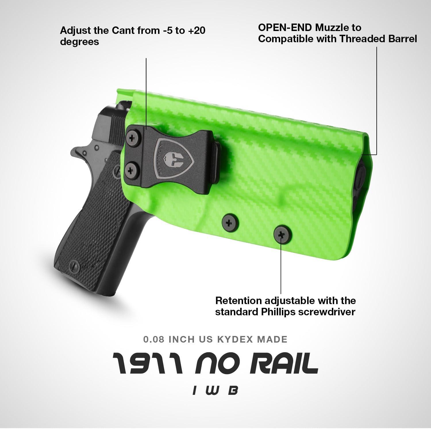 Colorful Carbon Fiber Kydex 1911 .45 ACP Pistol No Rail IWB Tactical Holster | Right Hand | WARRIORLAND WARRIORLAND