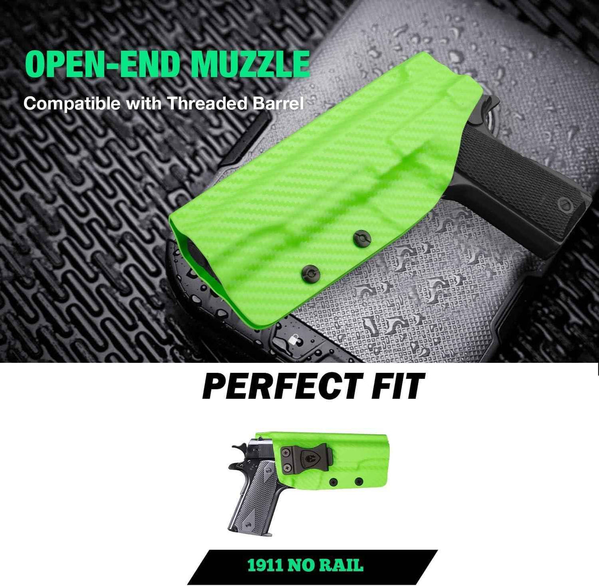 Colorful Carbon Fiber Kydex 1911 .45 ACP Pistol No Rail IWB Tactical Holster | Right Hand | WARRIORLAND