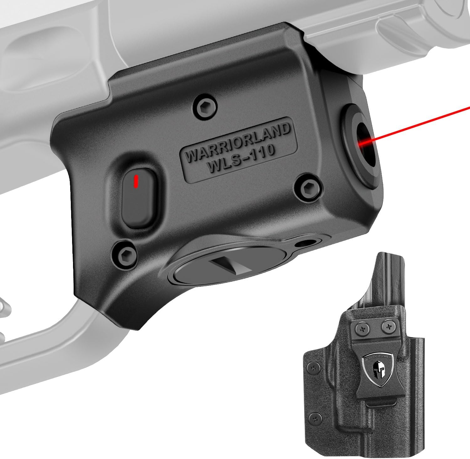 WARRIORLAND Kydex Holster for Gun with Red Laser Light Combo Fit for Hellcat Pro Pistol, WLS-110 Laser Beam Sight with Power Indicator & Concealed Carry IWB Right-Hand Holster