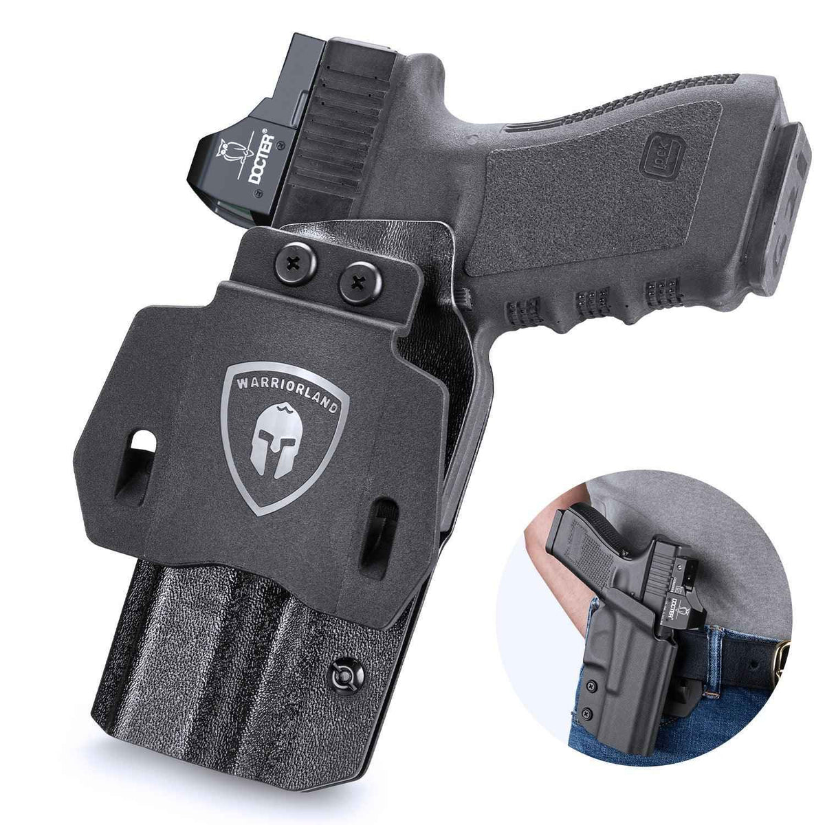 Glock 20 21 22 Holster OWB Kydex Holster Optics Cut: Glock 21 / Glock 20 (Gen 3 4 5) & Glock 22 Gen 5, Outside Waistband Open Carry G21 Holster with 1.75 Inch Paddle, Adj. Retention & Cant, Right|WARRIORLAND