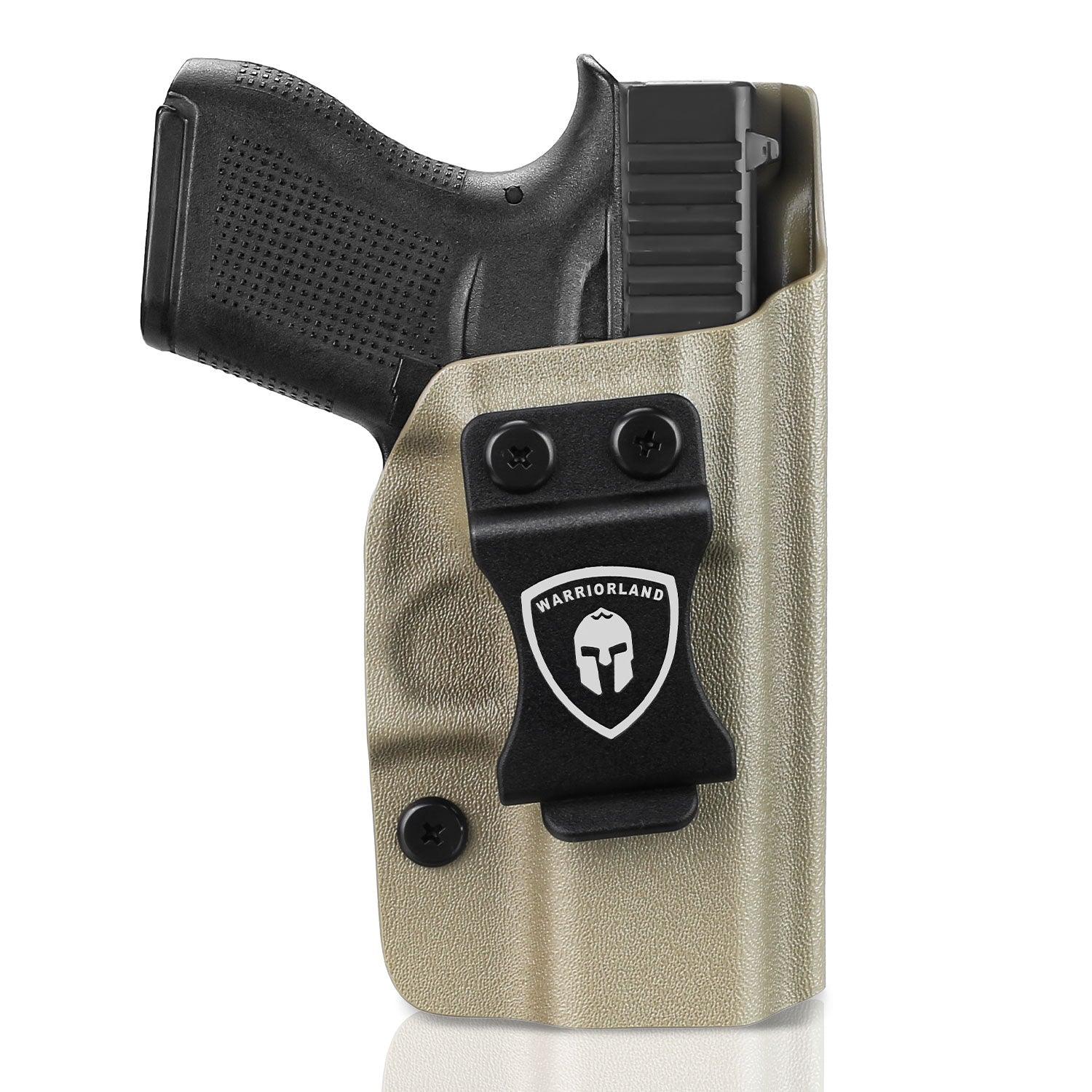 G43 / G43X & G43X MOS Holster, IWB Tan Color Kydex Holster Compatible with 43 / 43X / 43X MOS Pistol, Inside Waistband Appendix Carry, Adj. Posi-Click Retention & Cant, Right Hand|WARRIORLAND WARRIORLAND