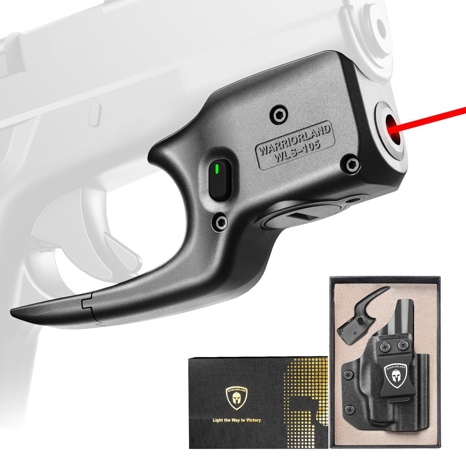 Red Laser Sight Designed to Fit Glock 43/43X(No Rail Version) with Holster, Red Beam Sight with Power Indicator, Custom-Made IWB Kydex Holster Right Hand, WLS-105 w/ G43 Holster|WARRIORLAND WARRIORLAND