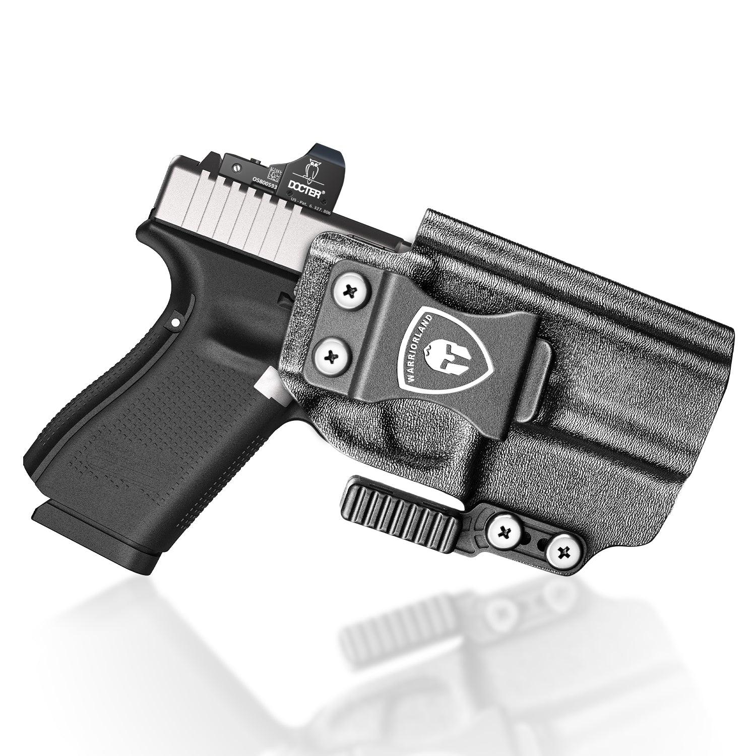 IWB Kydex Holster with Claw and Optic Cut: Glock 17/19/26/34 Gen3-5、Glock 17/19 Gen 4-5 MOS、Glock 23/32 Gen3-4,G19X G26 Gen5 MOS G34 Gen5 MOS G44 G45 G45 MOS Inside Waistband Appendix Carry G19 Holster, Adj. Cant & Retention, Right Hand|WARRIORLAND WARRIORLAND