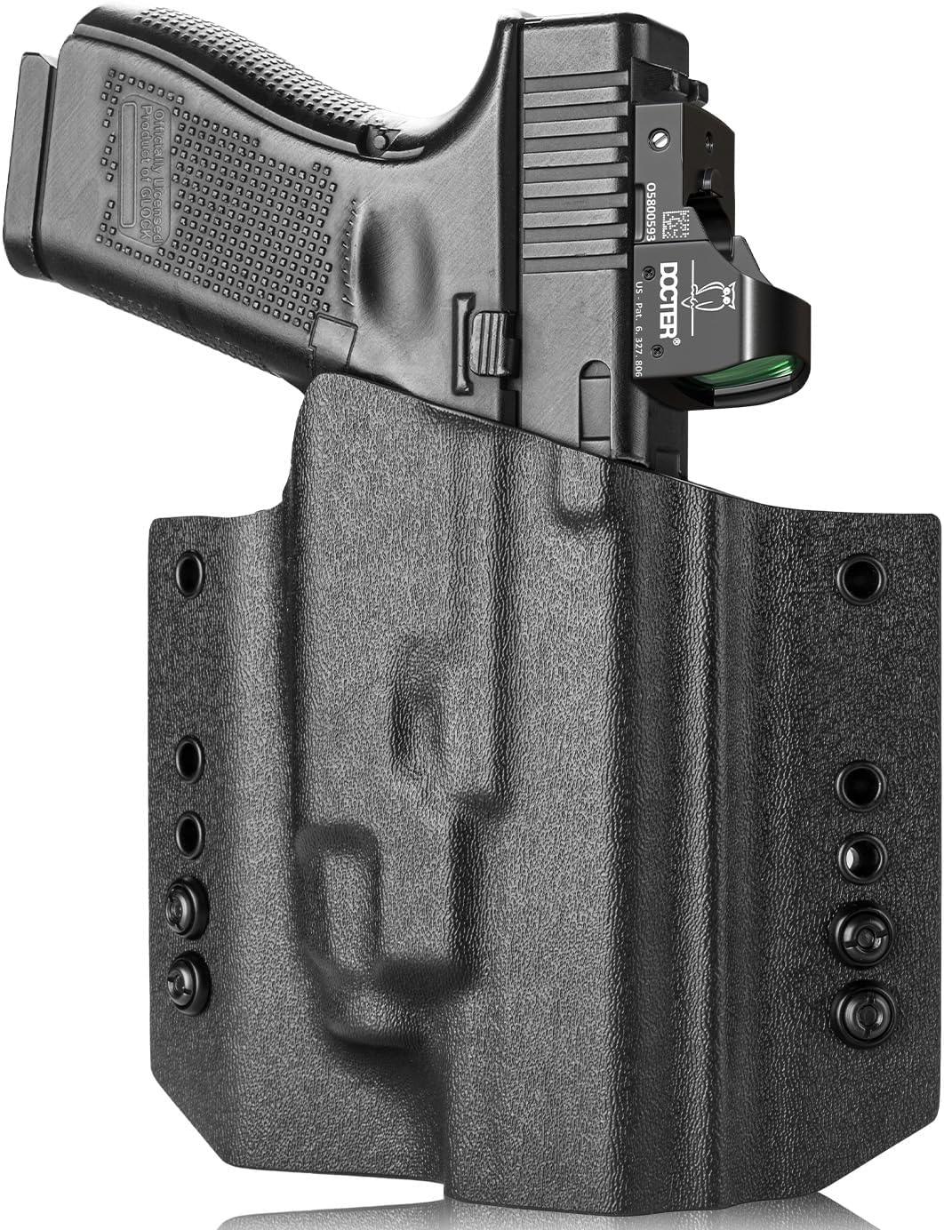 Glock 17/19 TLR7/TLR7A Holster OWB Kydex Holster Optic Cut Fit: Glock 17 G19 G44 G45 GEN 1-5 G23 G32 Gen 3-4 w/TLR-7 TLR-7A, Outside Waistband Carry Holster, Right Hand | Warriorland WARRIORLAND