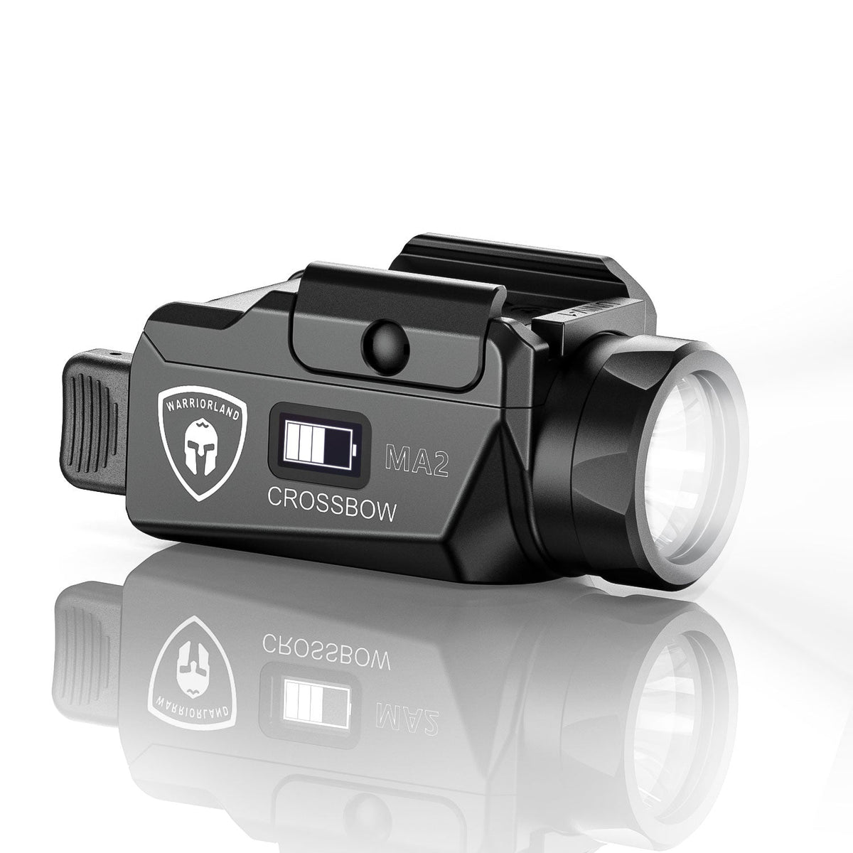 WARRIORLAND MA2 Compact Pistol Light, Fits G17/ G19/ P365/ G3C/ G2C/ M&P 9/Hellcat Pro/1911 and Other 60+ Handguns, 800-Lumen Universal Rail Mounted Tactical Weapon Flashlight, Screen Power Indicator WARRIORLAND