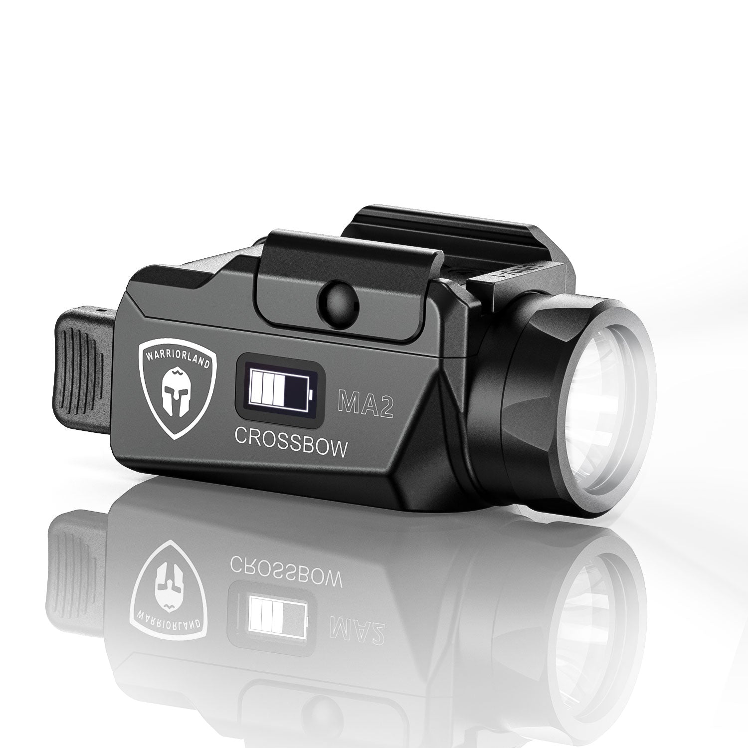 WARRIORLAND MA2 Compact Pistol Light, Fits G17/ G19/ P365/ G3C/ G2C/ M&P 9/Hellcat Pro/1911 and Other 60+ Handguns, 800-Lumen Universal Rail Mounted Tactical Weapon Flashlight, Screen Power Indicator WARRIORLAND
