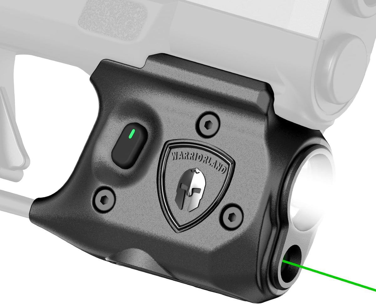 WARRIORLAND Pistol Light Laser Combo, Compatible with Springfield Hellcat, Not Fits Hellcat Pro, Compact Trigger Mounted Tactical 150-Lumen LED & Green Laser Light, Power Indicator, SLL-118G.