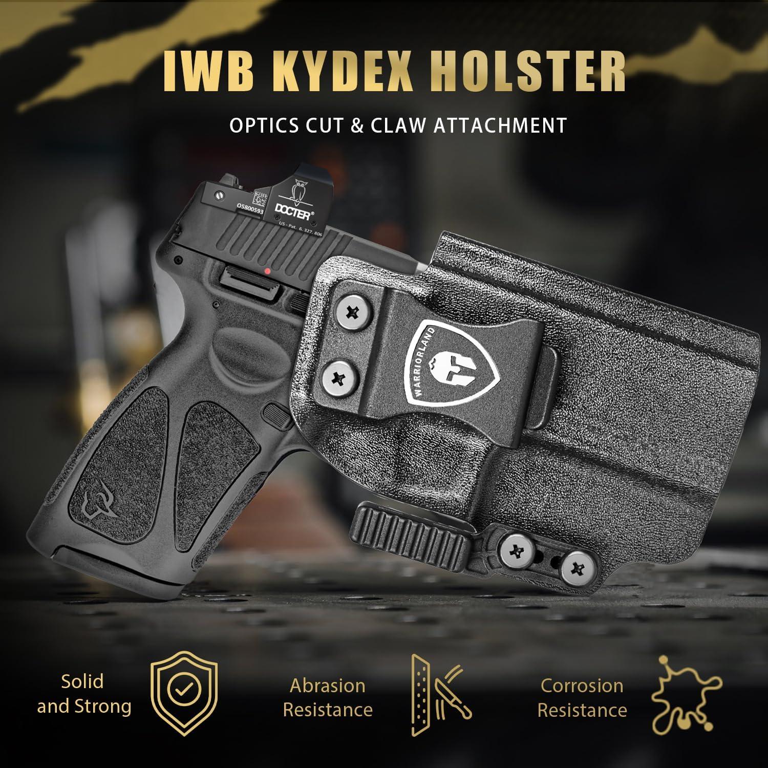 IWB Kydex Holster with Claw Attachment and Optic Cut Fit Taurus G3 Pistol, Inside Waistband Appendix Carry 9mm G3 Holster, Adj. Cant & Retention, Right Hand|WARRIORLAND WARRIORLAND