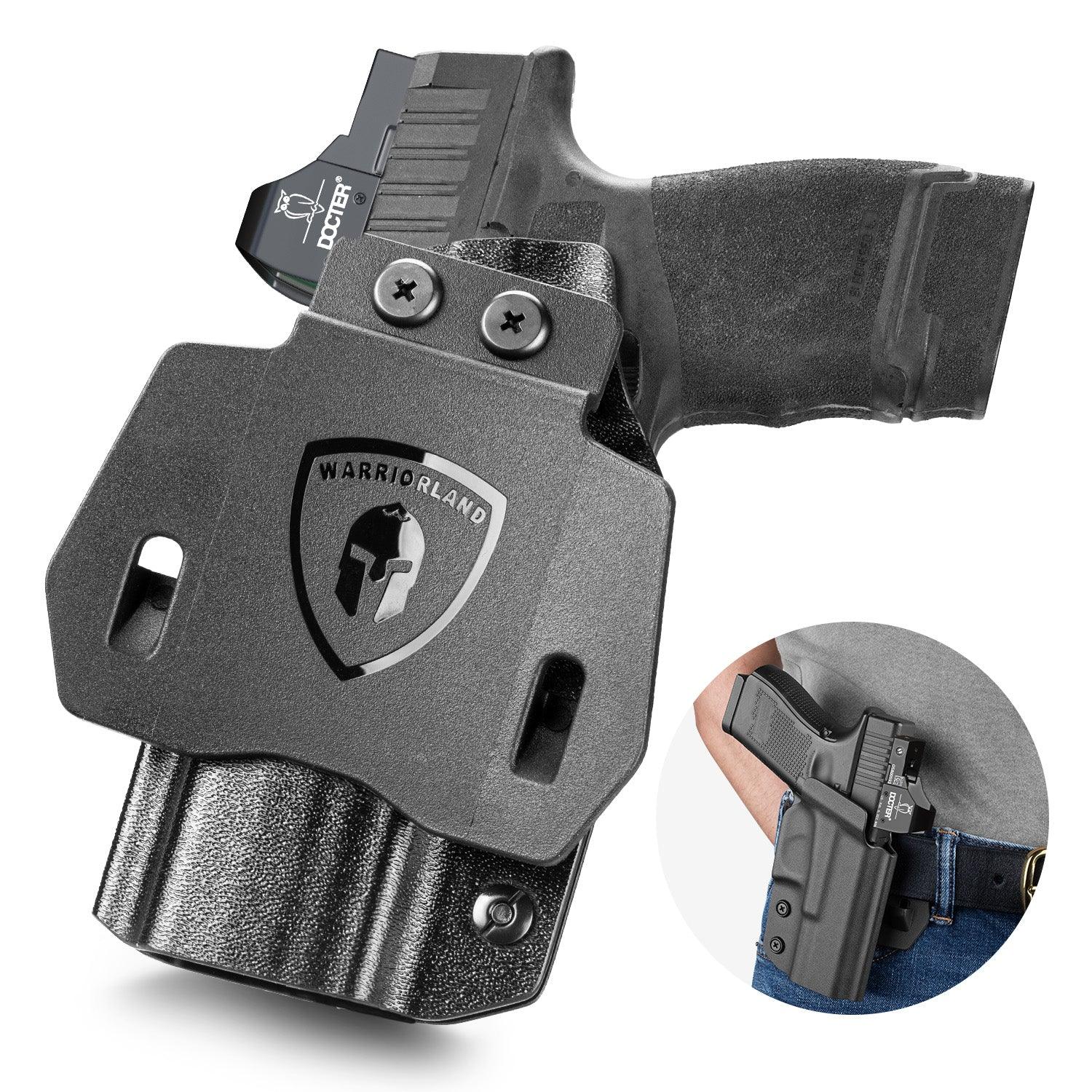 Hellcat Pro Holster OWB Kydex Holster Optics Cut: Springfield Armory Hellcat Pro & Hellcat Pro OSP Pistol, Outside Waistband Open Carry OSP Holster with 1.75 Inch Paddle, Adj. Retention & Cant, Right|WARRIORLAND WARRIORLAND