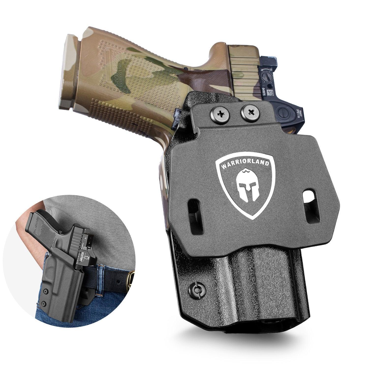 G23 Holster OWB Kydex Holster Optics Cut Fit G23 Gen 1-5 Pistol, Outside Waistband Open Carry G23 Gen 5 Holster with 1.75 Inch Paddle, Adj. Retention, Right Hand/Left Hand|WARRIORLAND WARRIORLAND