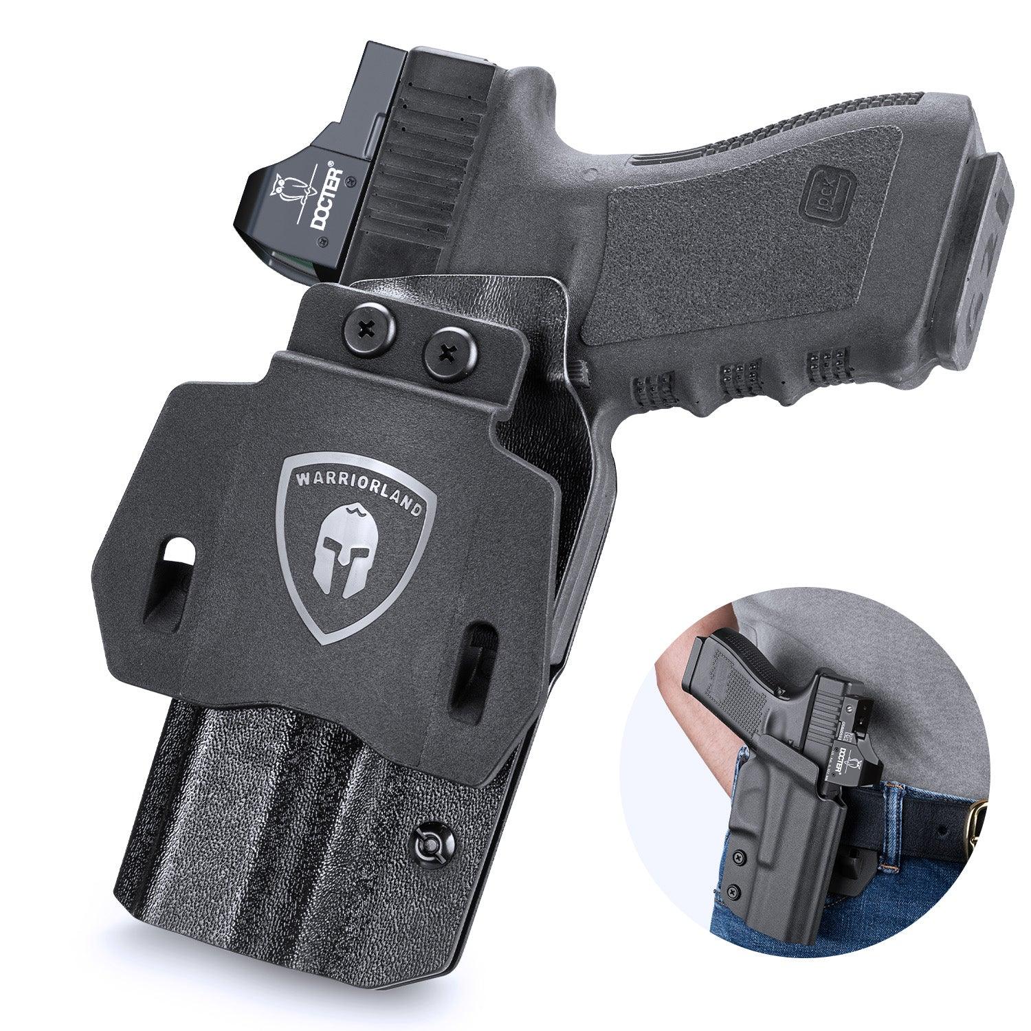 WARRIORLAND Compatible with Glock 20 21 22 Holster OWB Kydex Holster Optics Cut: G21 / G20 (Gen 3 4 5) & G22 Gen 5, Outside Waistband Open Carry G21 Holster with 1.75 Inch Paddle, Adj. Retention WARRIORLAND