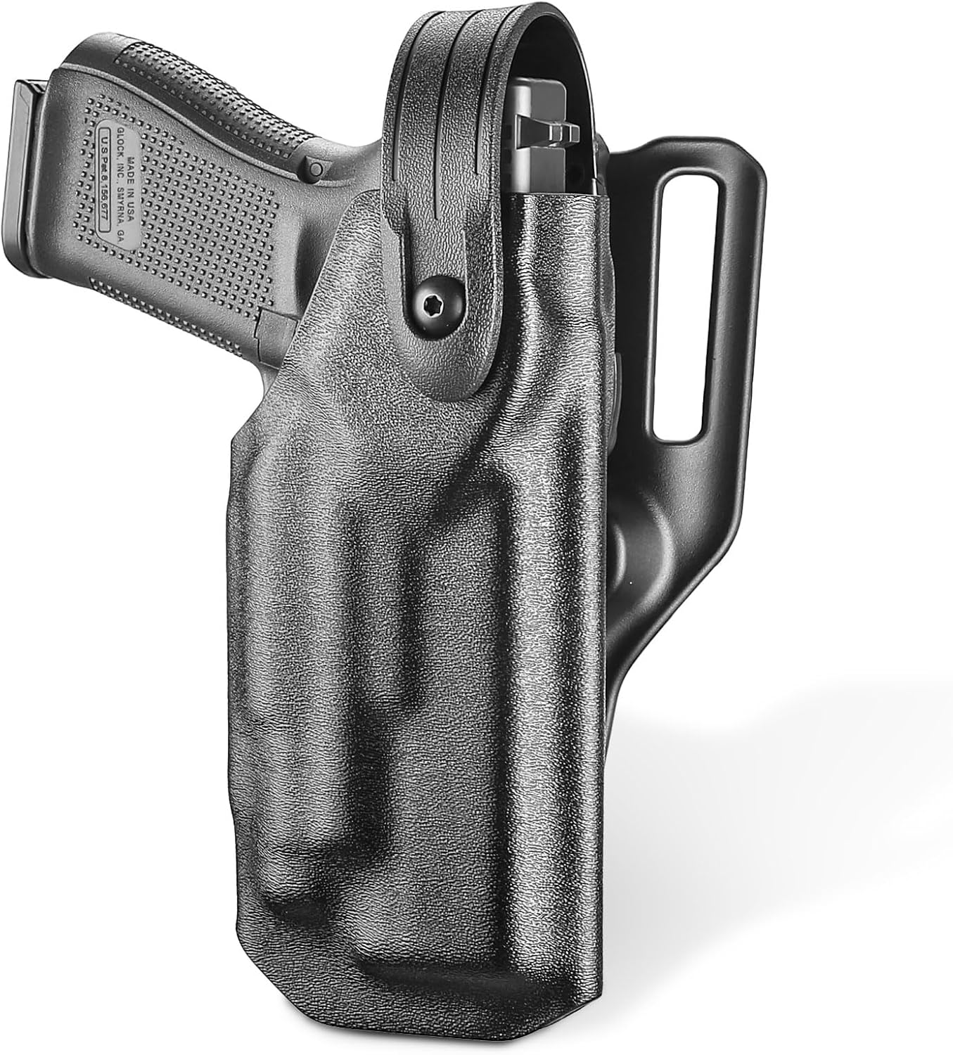 WARRIORLAND OWB Kydex Holster light bearing holster for Glock 17/19 Gen 3-5 - Thumb Release - Level II Retention - MB1/MB2/MB3 Compatible - Right Hand.