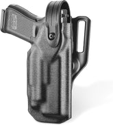 WARRIORLAND OWB Kydex Holster light bearing holster for Glock 17/19 Gen 3-5 - Thumb Release - Level II Retention - MB1/MB2/MB3 Compatible - Right Hand.