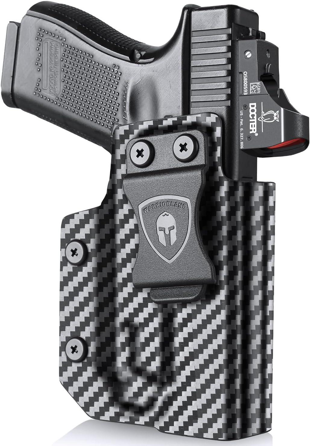 Glock 19 TLR8/TLR8A Holster IWB Kydex Holster Optic Cut Fit: Glock 17 19 19X 44 45 Gen 3-5 & Glock 23 32 Gen 3-4 TLR-8/TLR-8A, Inside Waistband Conceal Carry, Adj Retention, Right Hand | WARRIORLAND WARRIORLAND