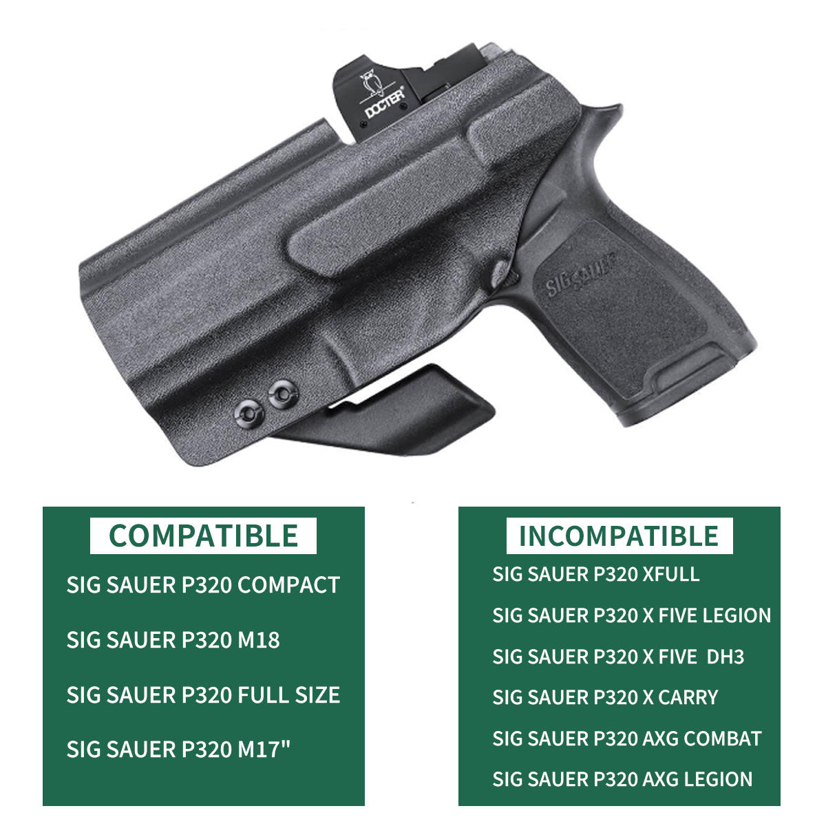 Sig Sauer P320 Full Size Compact P320X Carry Pistol Holster with Claw Red Dot Optics Cut Trigger Guard Holsters for Fat Guys | WARRIORLAND WARRIORLAND