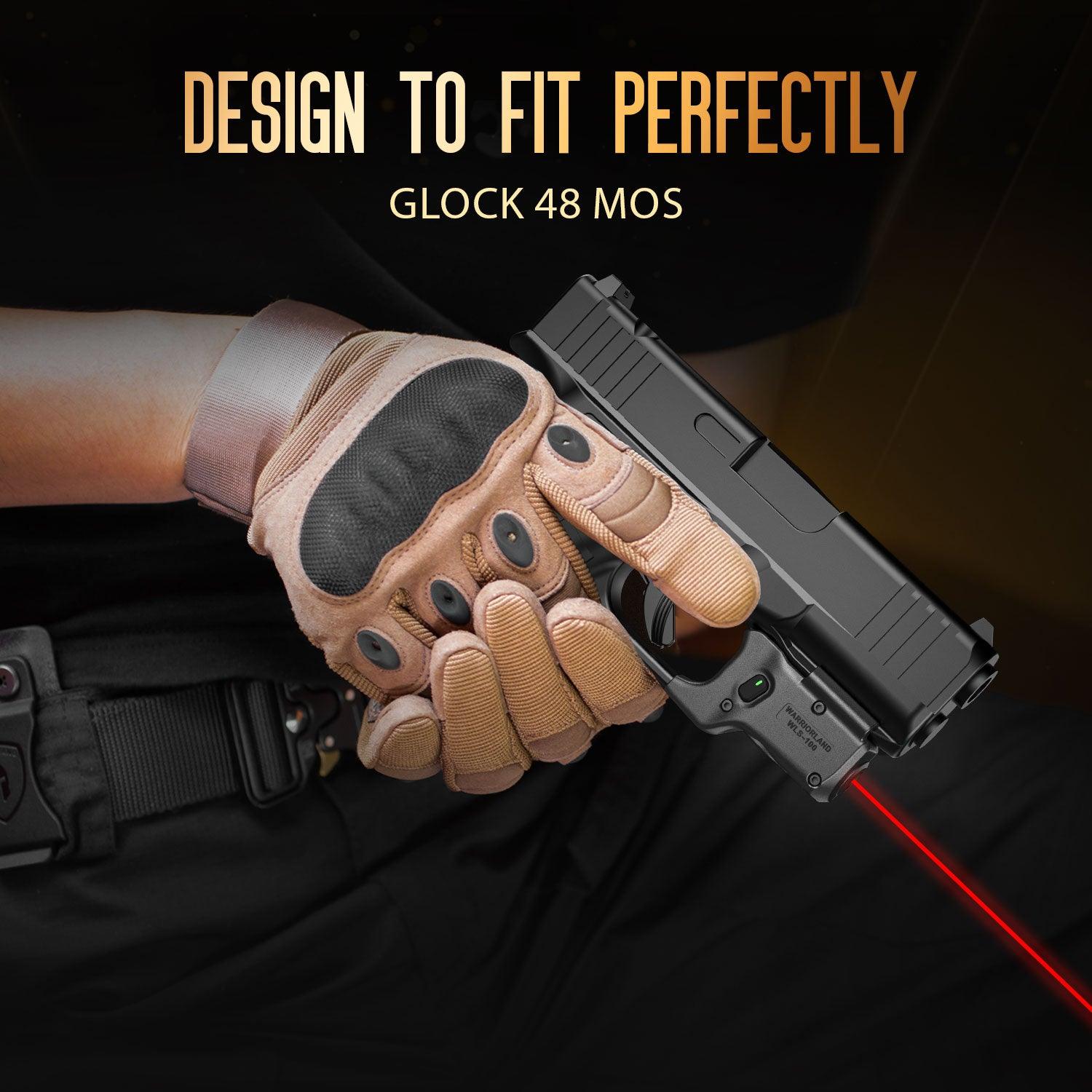 Red Laser Sight Designed to Fit Glock /Glock 48 MOS with Holster Combo, Red Beam Sight with Power Indicator, Custom-Made IWB Kydex Holster Right Hand, WLS-100 w/ G48 MOS Holster|WARRIORLAND WARRIORLAND