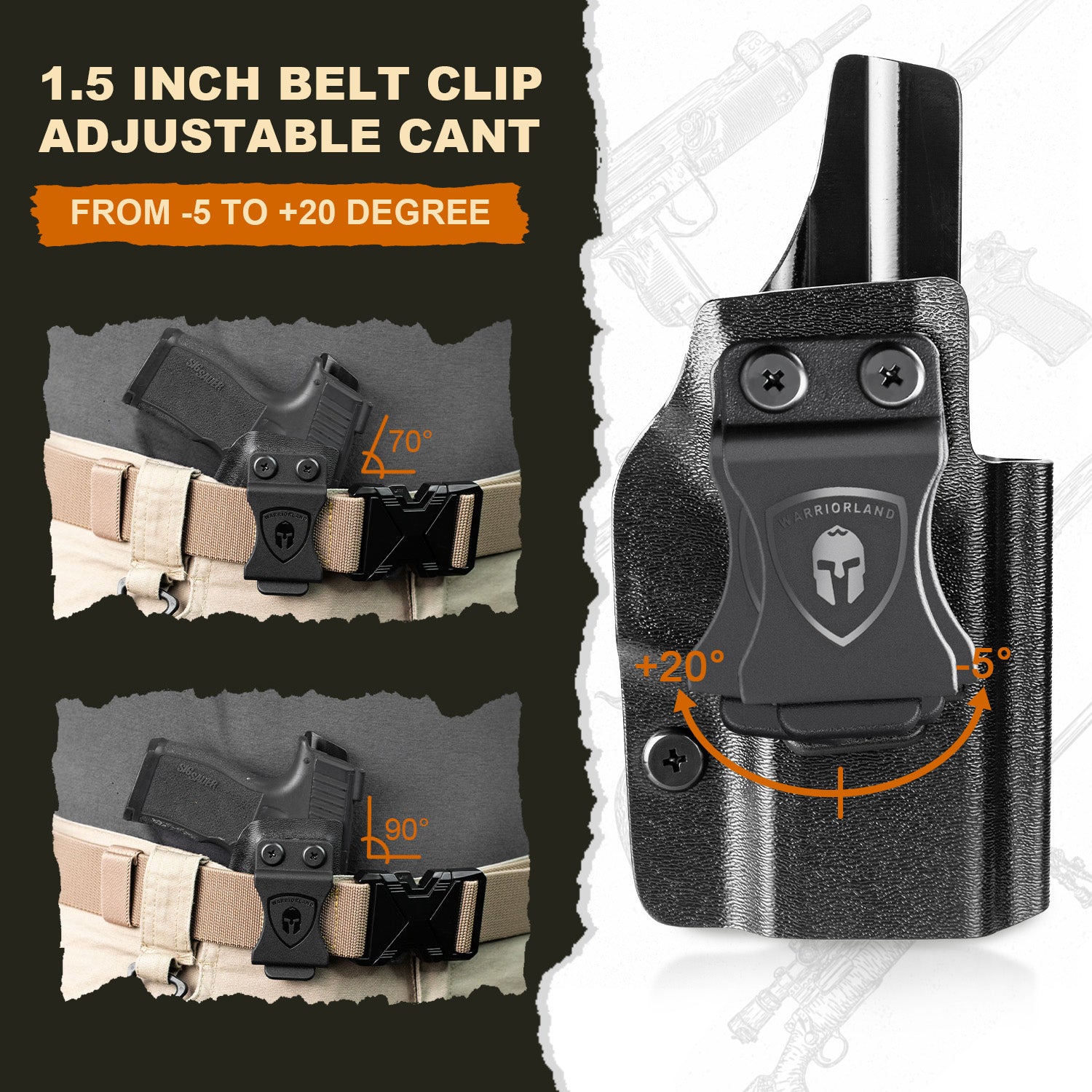Springfield XD-S 3.3'' Holster IWB KYDEX Holster Optics Cut for Springfield XDS 3.3", Inside Waistband Appendix Carry Holster XDS, Adjustable Cant & 'Posi-Click' Retention, Right/Left Hand Optional|WARRIORLAND WARRIORLAND