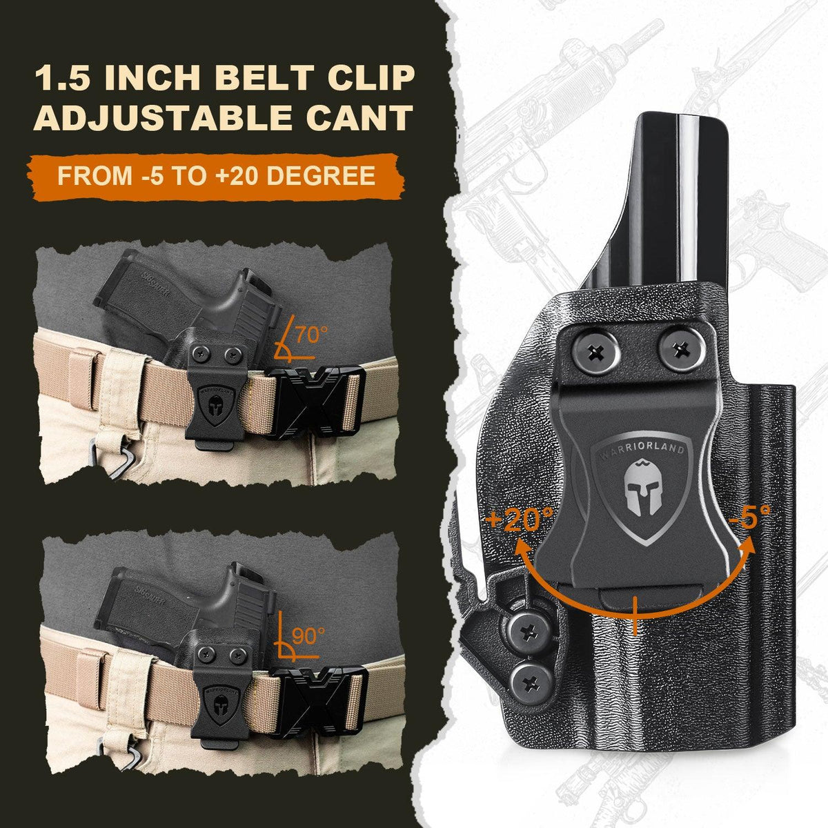 Walther PPS M2 Holster IWB Kydex Holster w/Claw & Optics Cut: Walther PPS M2 Pistol, Inside Waistband Appendix Carry PPS M2 Holster, Adj. Retention & Cant, Right Hand|WARRIORLAND WARRIORLAND