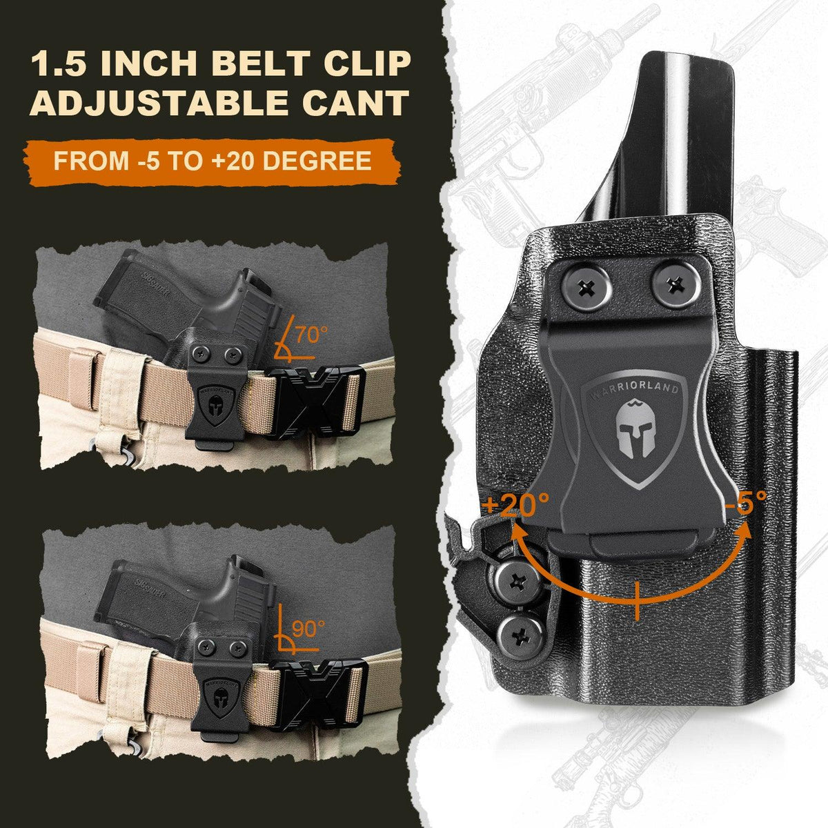 Springfield XD-S 3.3'' Holster IWB KYDEX Holster with Claw Optics Cut for Springfield XDS 3.3/XD-S MOD.2", Inside Waistband Appendix Carry Holster XDS, Adjustable Cant & 'Posi-Click' Retention, Right Hand |WARRIORLAND WARRIORLAND