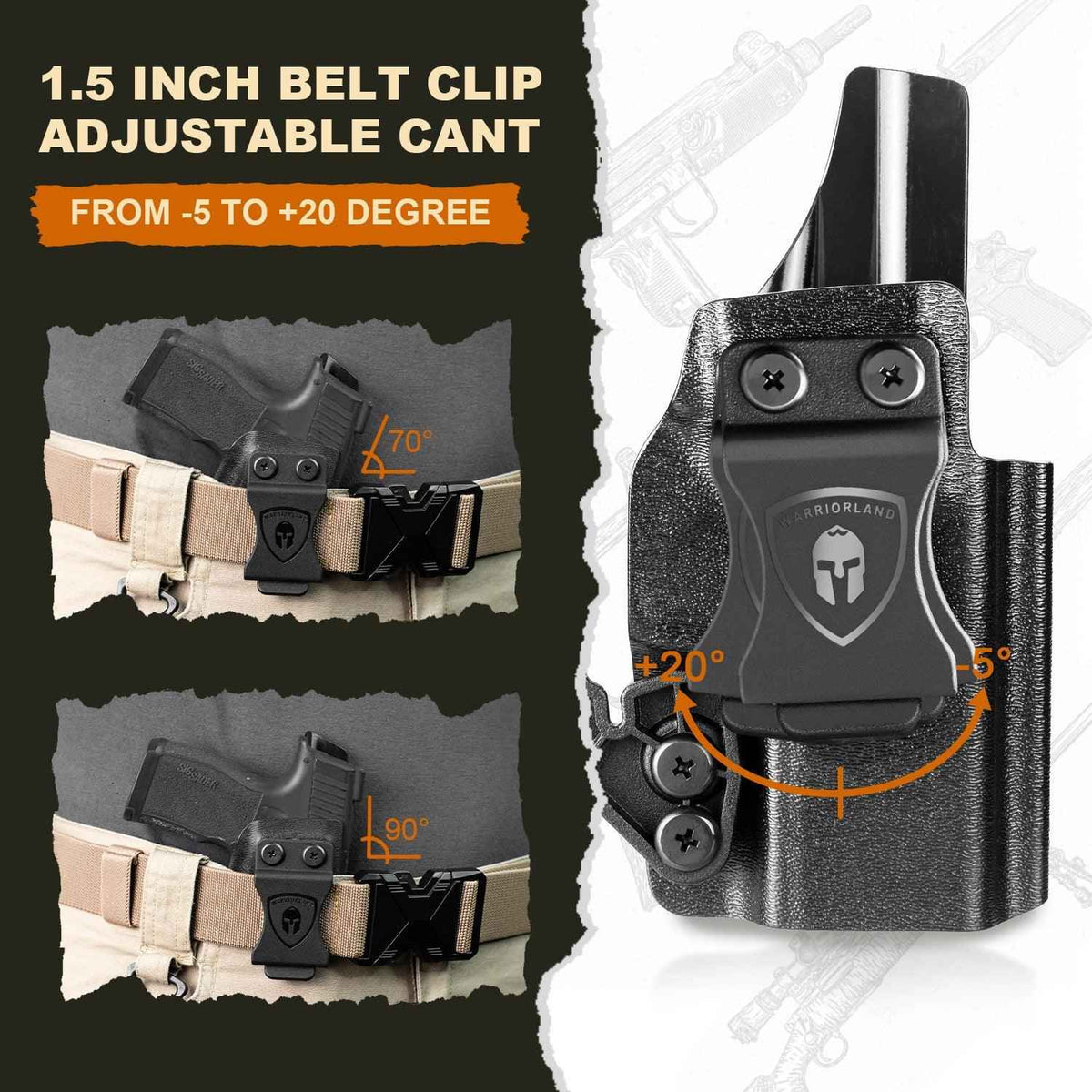 Springfield XD-S 3.3'' Holster IWB KYDEX Holster with Claw Optics Cut for Springfield XDS 3.3/XD-S MOD.2", Inside Waistband Appendix Carry Holster XDS, Adjustable Cant & 'Posi-Click' Retention, Right Hand |WARRIORLAND