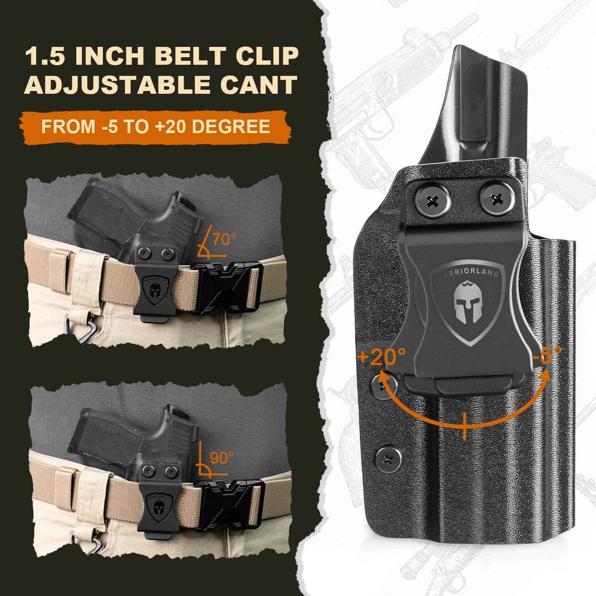 P226 Holster IWB Kydex Holster Optics Cut for P226 LEGION'' Barrel, Inside Waistband Appendix Concealed Carry Holster P226, Adj. Cant & Posi-Click Retention, Right Hand/Left Hand Optional