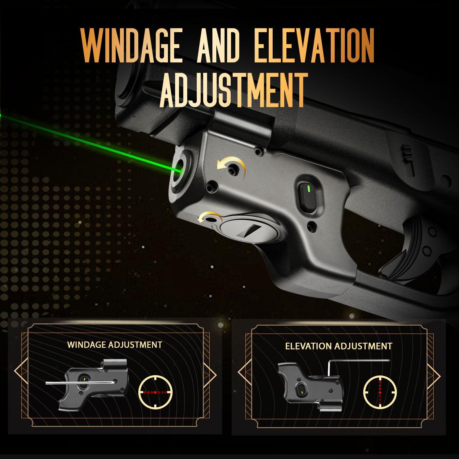 Green Laser Sight Tailored Fit Glock 17/19/19X/23/31/32/44/45, Ultra Compact G19 Beam Sight, Gun Sight with Ambidextrous On/Off Switch & Power Indicator|WARRIORLAND WARRIORLAND
