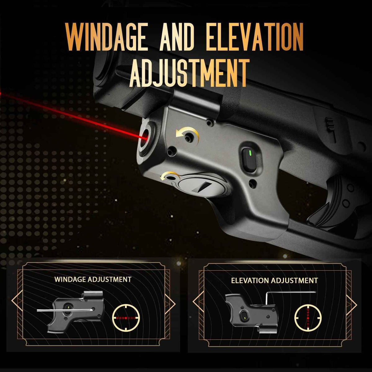 WARRIORLAND WLS-104 Laser Sight Designed to fit Glock 17/19/19X/23/31/32/44/45, Red Laser Sight with Power Indicator, Custom-made Kydex Holster Included, Windage and Elevation Adjustment