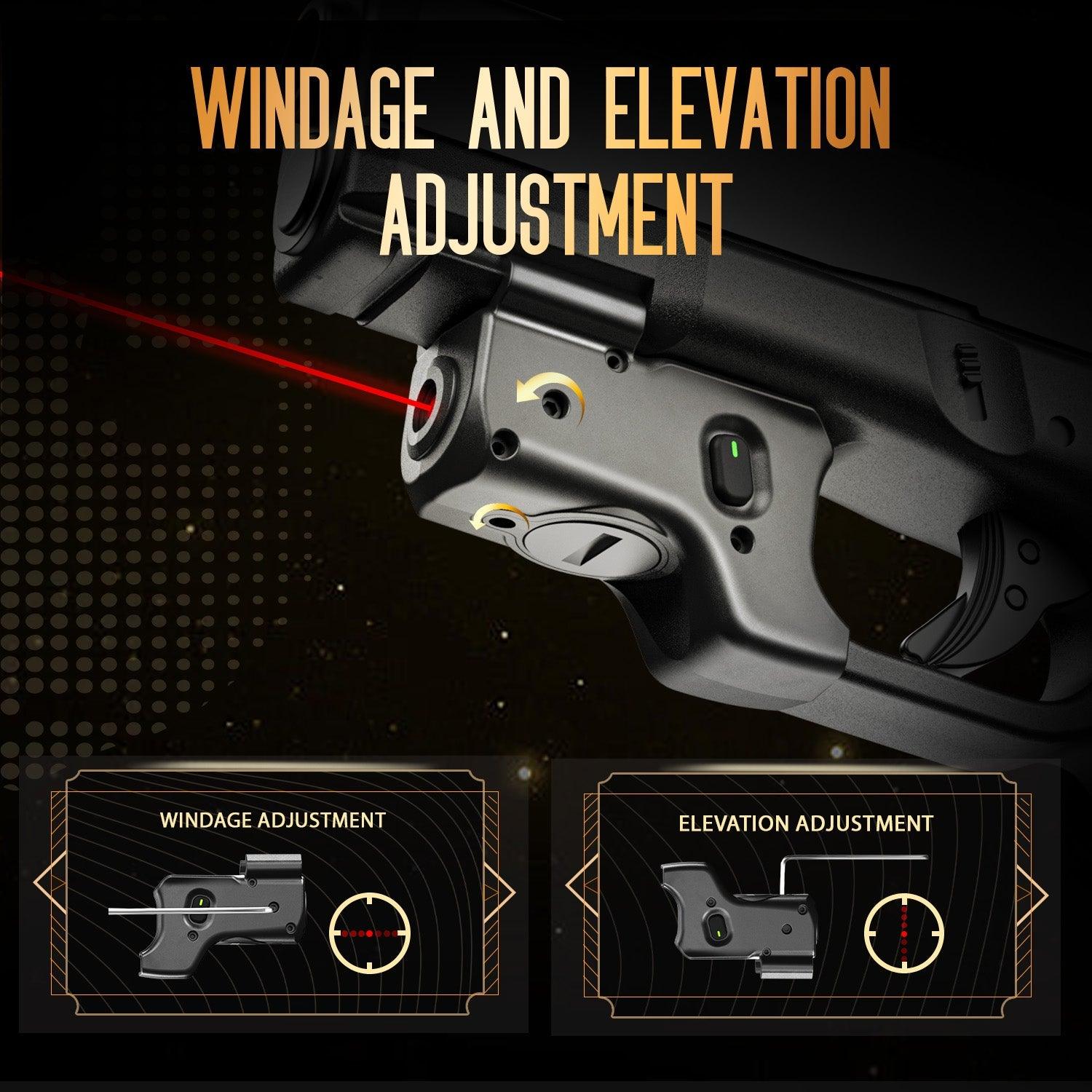 WARRIORLAND WLS-104 Laser Sight Designed to fit Glock 17/19/19X/23/31/32/44/45, Red Laser Sight with Power Indicator, Custom-made Kydex Holster Included, Windage and Elevation Adjustment WARRIORLAND