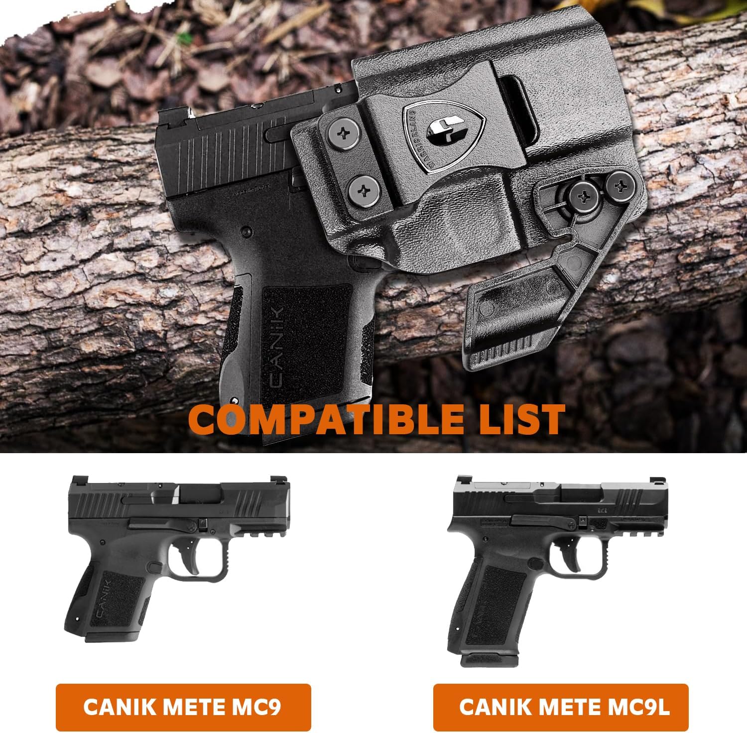 WARRIORLAND IWB Kydex Holster, Designed Exclusively and Solely for Canik Mete MC9 / Mete MC9L Pistol, w/Claw & Optics Cut, Inside Waistband Concealed Carry Holster, Adj. Retention & Cant, Right Hand.