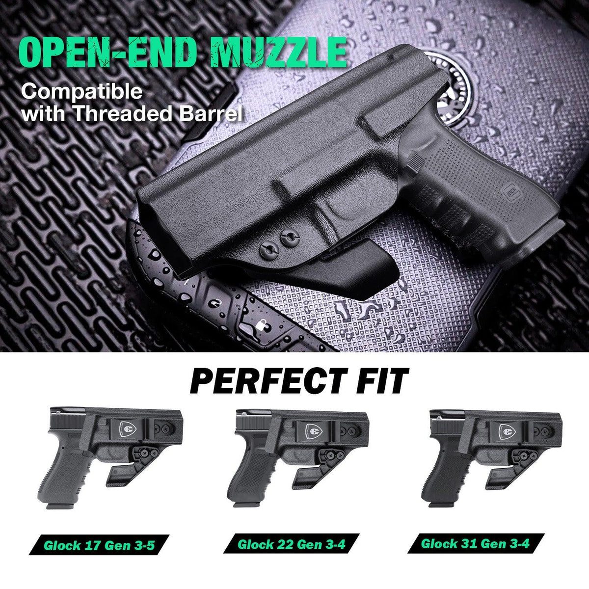 Glock 17 IWB Kydex Holster with Claw, Metal Belt Clip - Optic Ready, 0.06 inch Kydex | Right/Left Hand WARRIORLAND