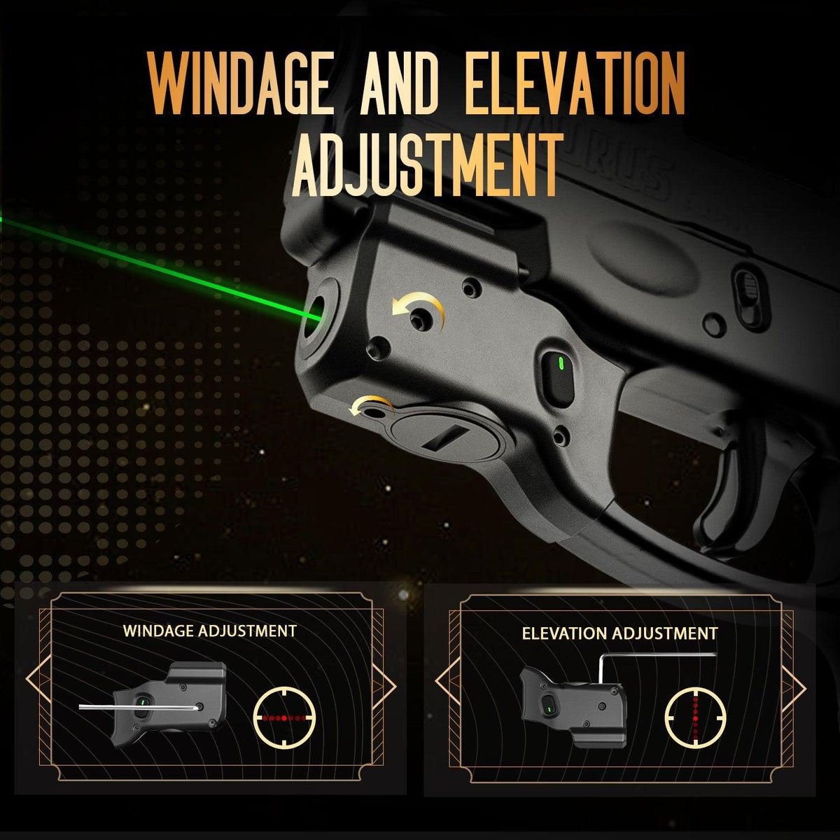 WARRIORLAND Green Laser Sight Tailored Fit Taurus G2C / Taurus G3C / Millennium G2 PT111 & PT140/Taurus G3, Ultra Compact G2C Beam Sight, Gun Sight with Ambidextrous On/Off Switch & Power Indicator, WLS-101G WARRIORLAND