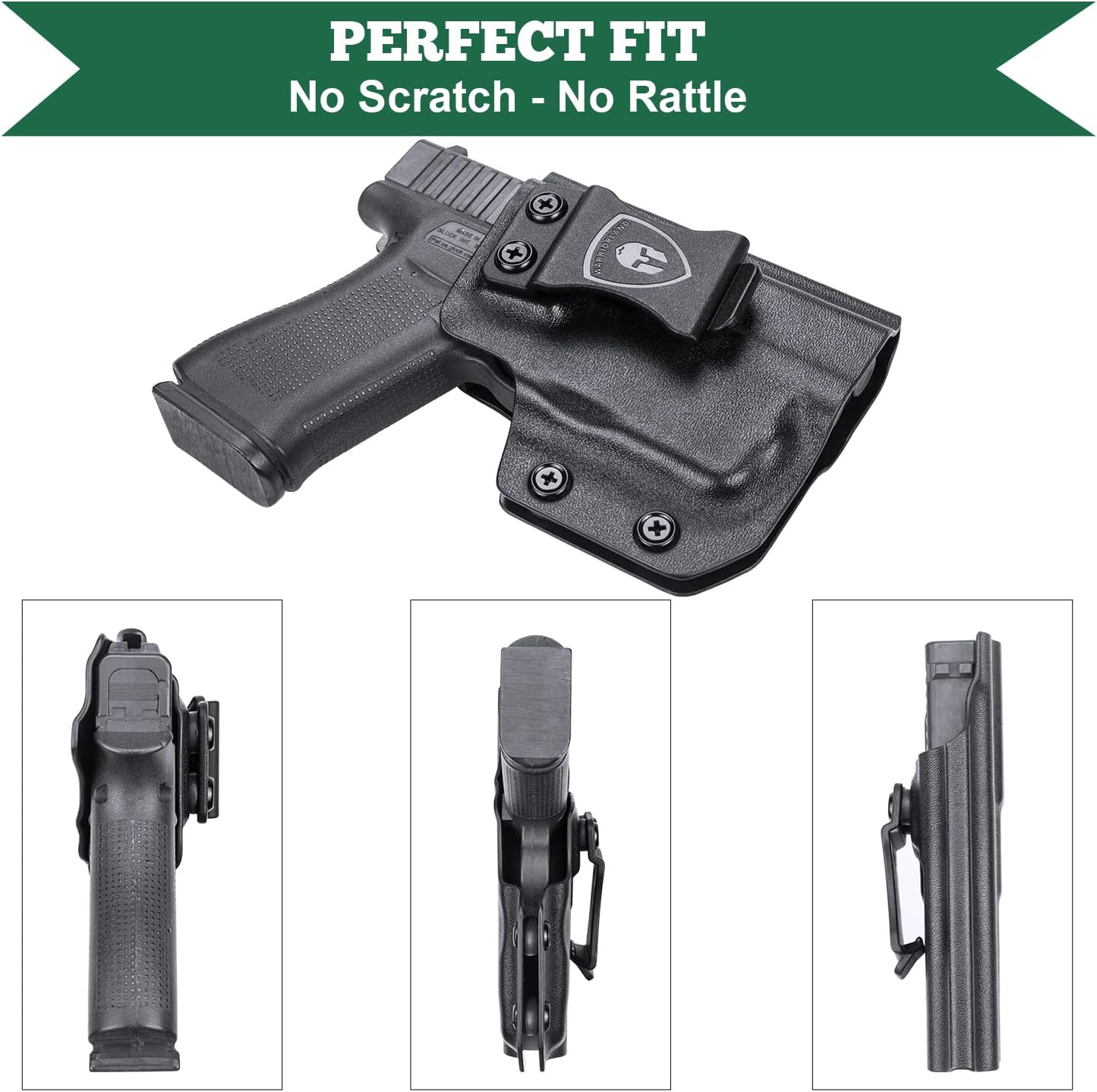 WARRIORLAND IWB Kydex Holster Fit Glock 43/43X with TLR-6 /TLR-6 HL - Not Fit MOS, Inside Waistband Holster, Adj. Cant & Retention, Right/Left Hand Option.