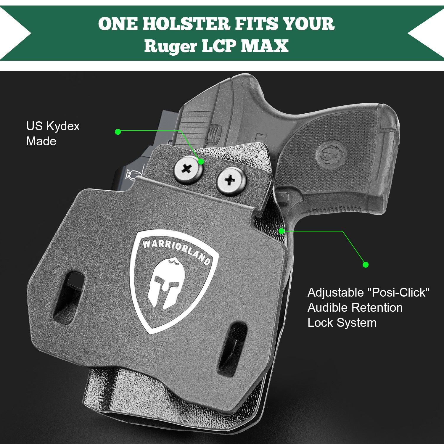 OWB Holster Optics Cut Fit Ruger LCP Max Pistol, Outside Waistband Open Carry Max .380 Holster with 1.75 Inch Paddle, Adj. Retention & Cant, Right Hand|WARRIORLAND WARRIORLAND