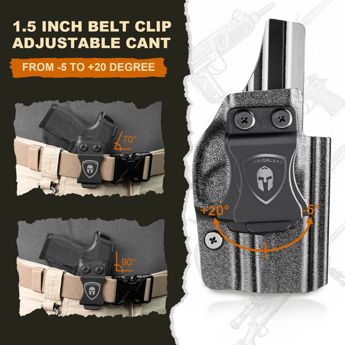 Walther PPS M2 Holster IWB Kydex Holster Optics Cut Fit Walther PPS M2 Pistol, Inside Waistband Appendix Carry PPS M2 Holster, Adj. Retention & Cant, Right Hand|WARRIORLAND WARRIORLAND